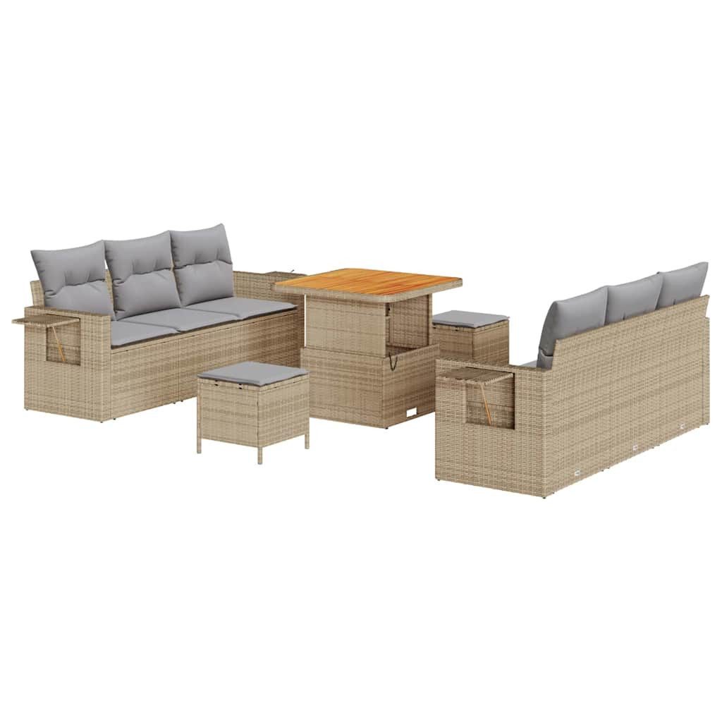 vidaXL Loungesofa Gartensofa-set 9 stk. 6-Sitzanzahl Beige und Hellgrau, 9 Teile