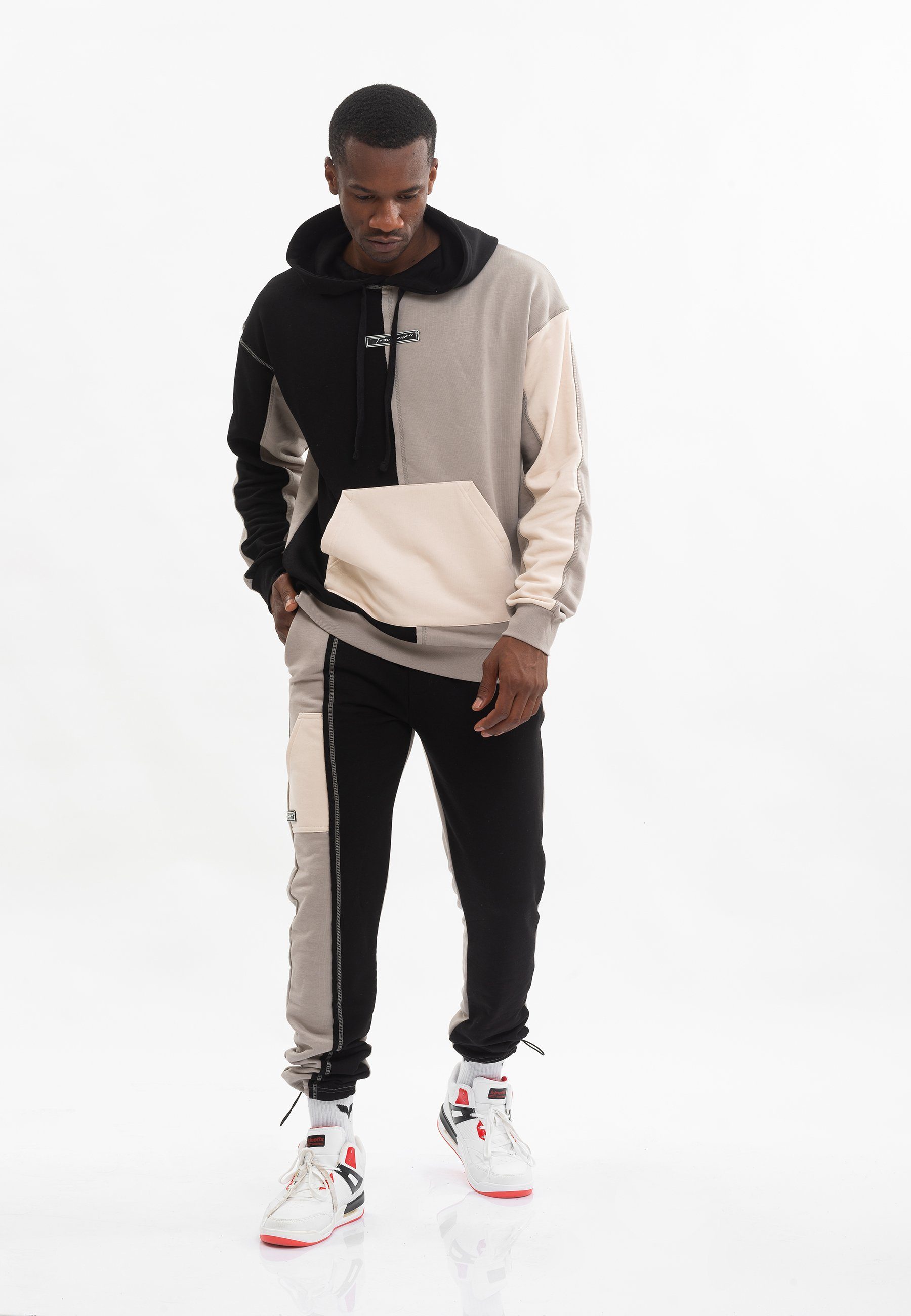 Tom Barron Sportanzug Colorblock Sporty Hoodie Set, mit Label-Applikationen
