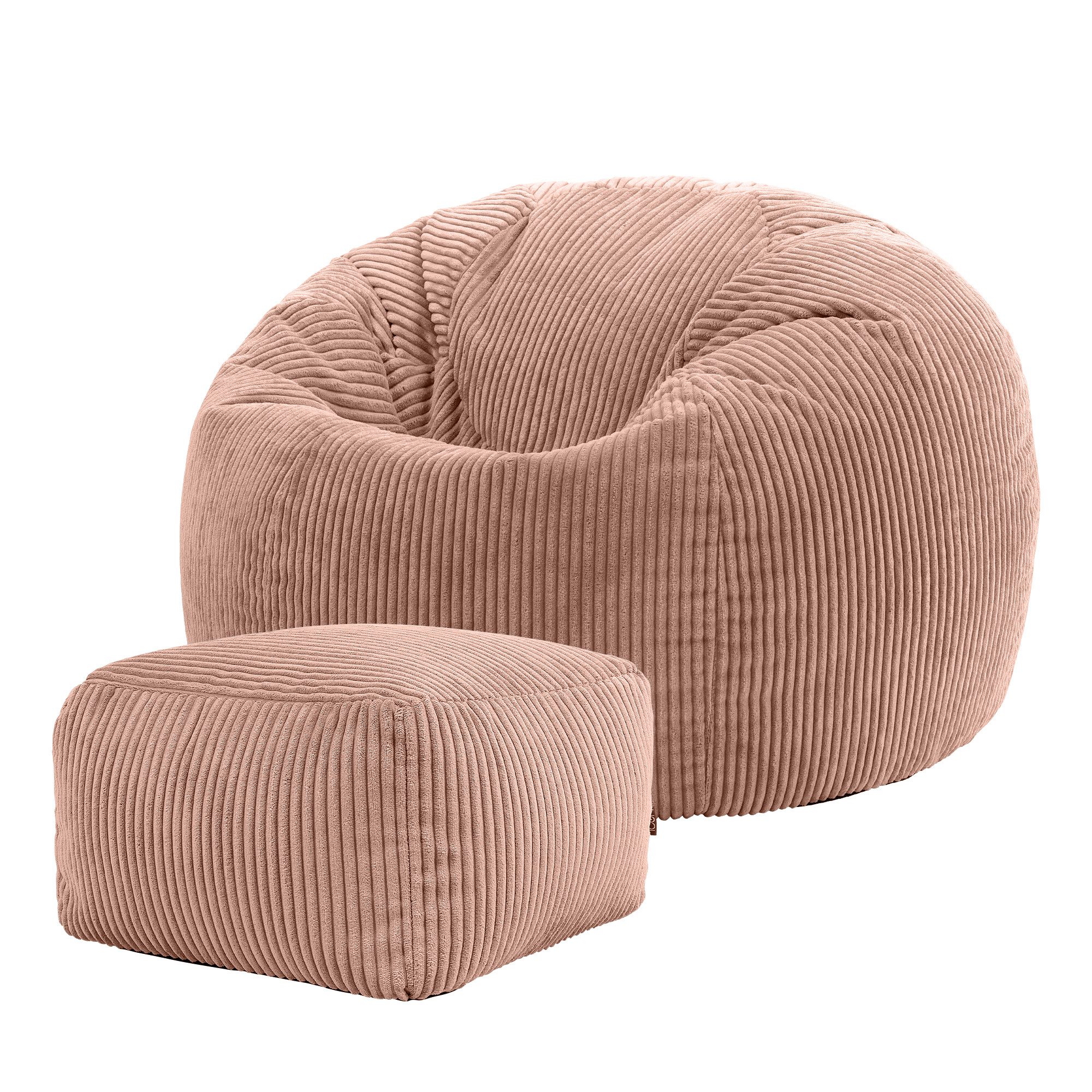 icon Sitzsack Erwachsene aus Cord „Kingston“ mit Hocker (Spar-Set, 1 x Sitz günstig online kaufen