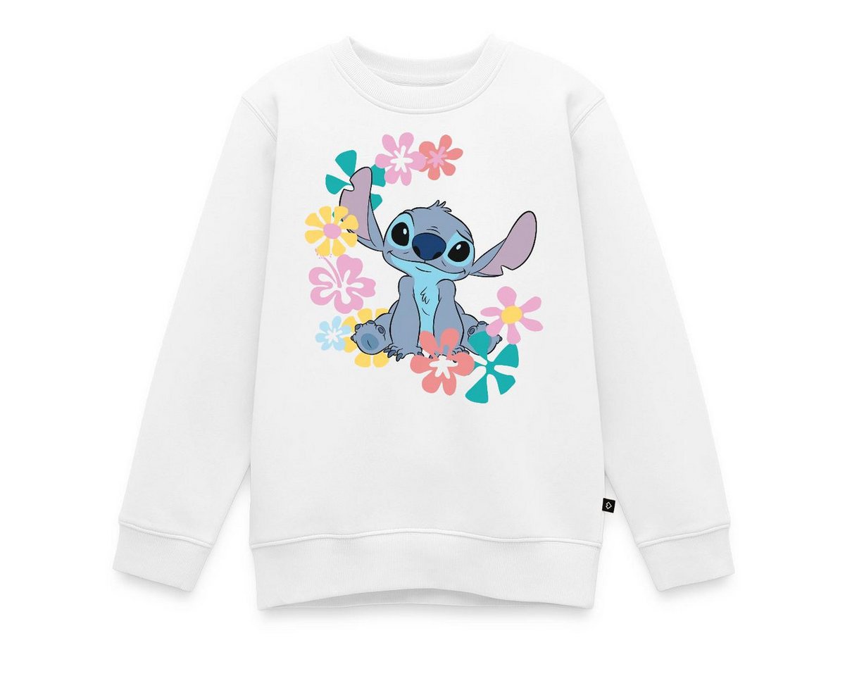 Spreadshirt Sweatshirt Lilo & Stitch, Stitch Mit Hawaiianischen Blumen Kinder Premium Pullov (1-tlg)