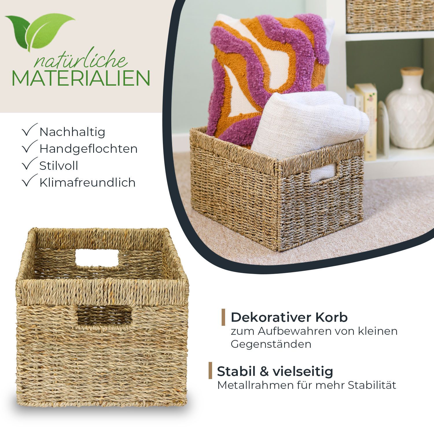 HMF Regalkorb Aufbewahrungskorb, Korb geflochten aus Seegras, passend für B günstig online kaufen