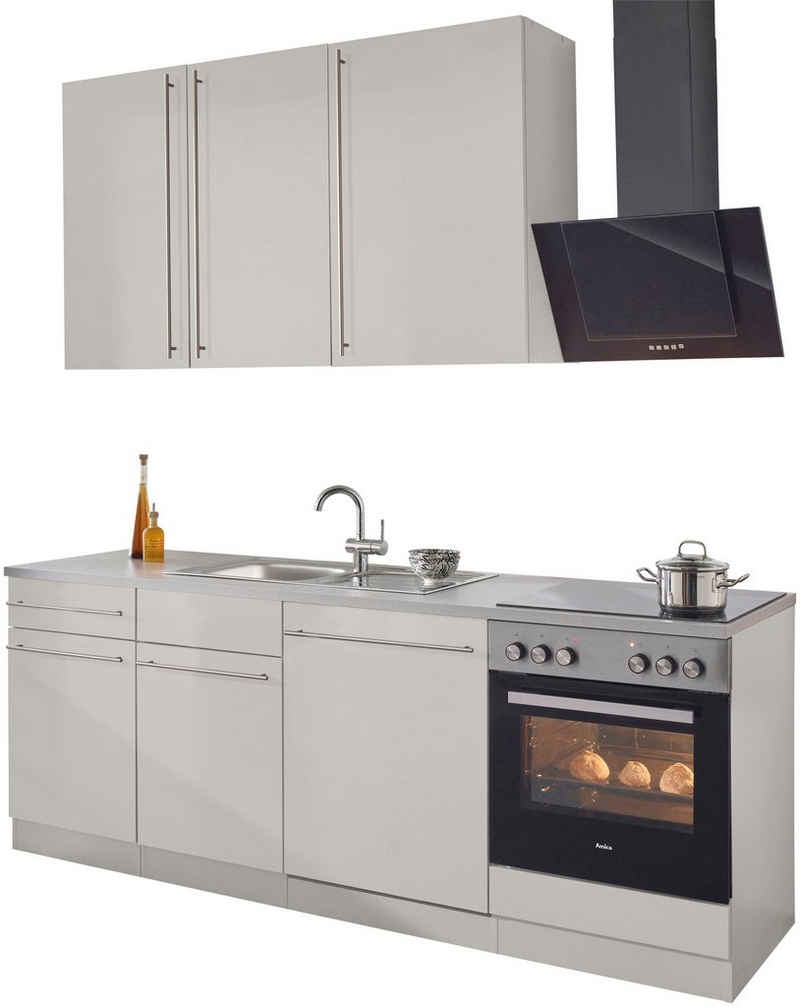 wiho Küchen Küchenzeile Chicago, mit E-Geräten, Breite 220 cm