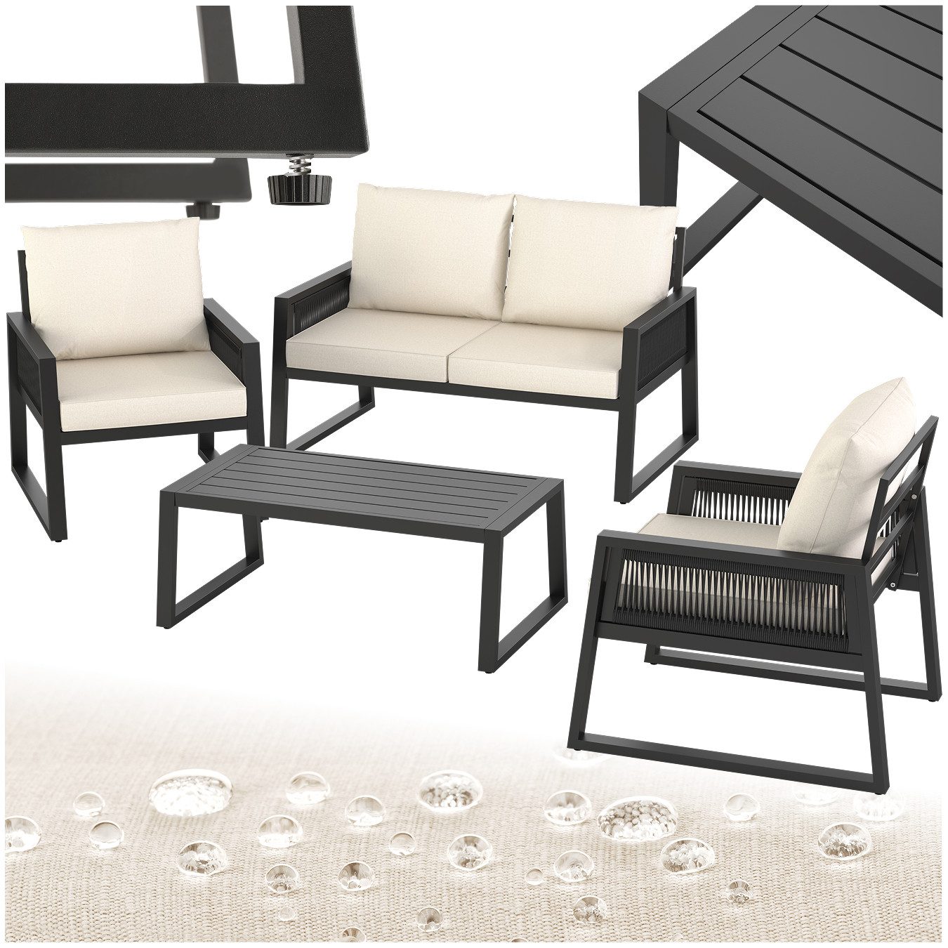 tectake Gartenlounge-Set Garten-Lounge Set, (Set., 4-tlg), günstig online kaufen
