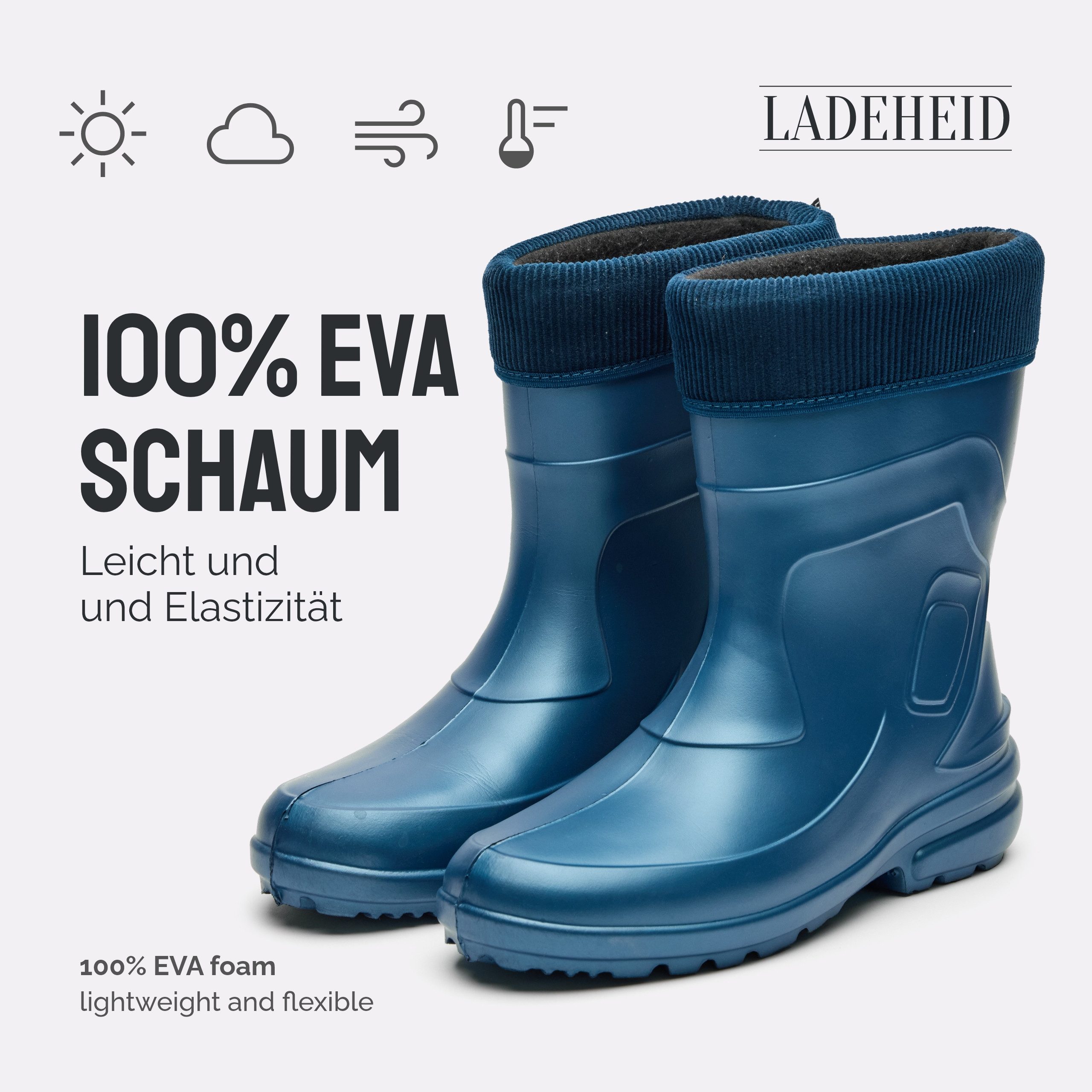 Ladeheid EVA Thermo Regenstiefel Damen LA-800-2017 Gummistiefel mit herausnehmbares Innenfutter – Bild 4 von 5