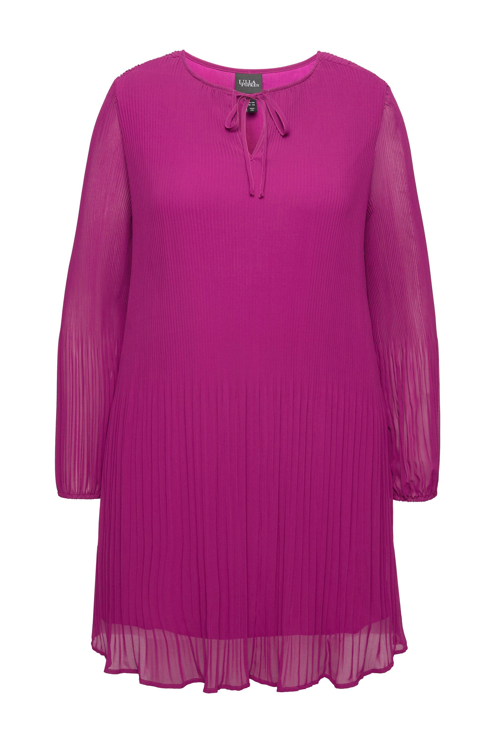 Ulla Popken Tunika Plissee-Bluse A-Linie V-Ausschnitt günstig online kaufen