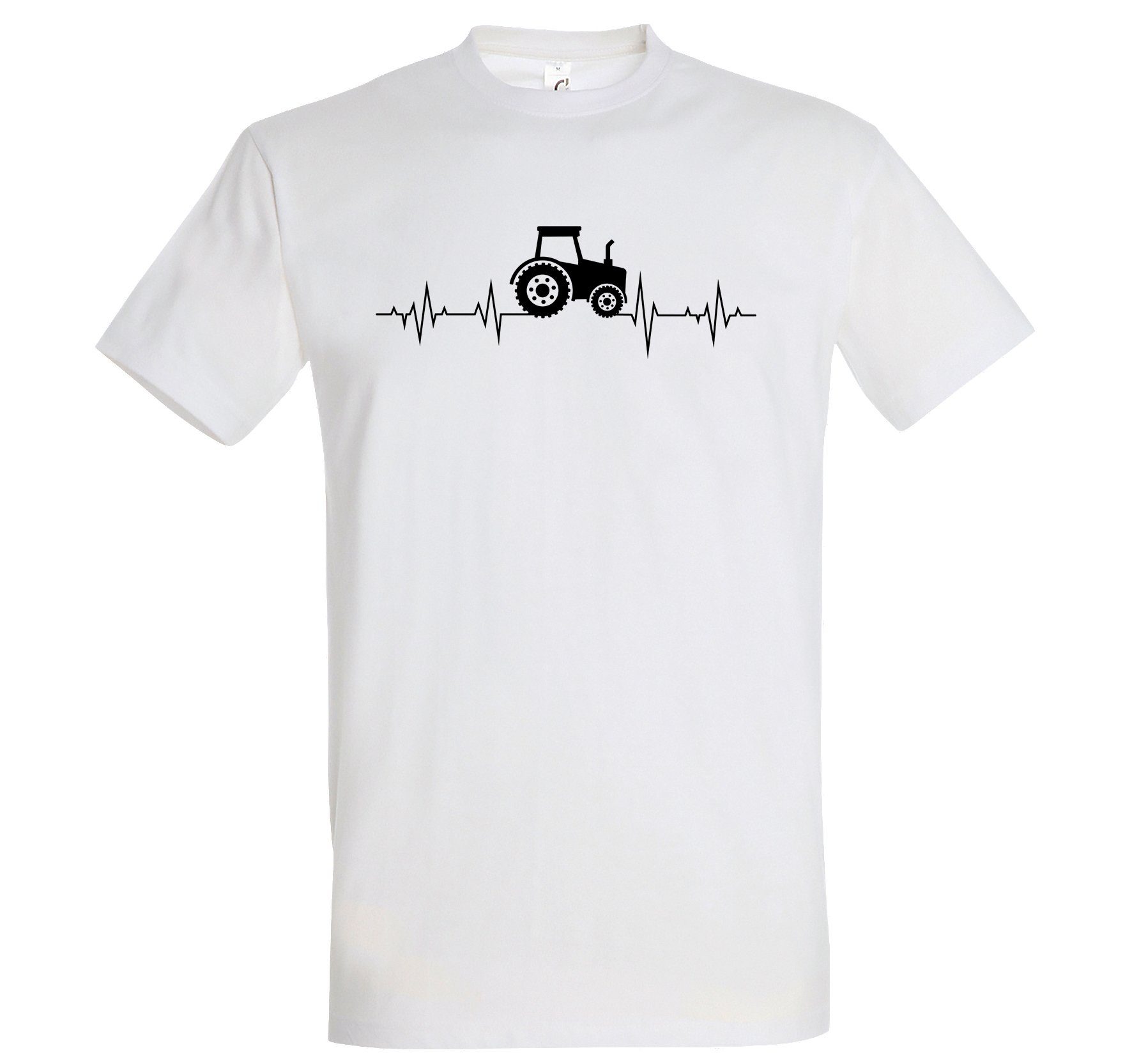 Youth Designz T-Shirt Heartbeat Traktor Herren Shirt mit trendigem Frontprint Weiß