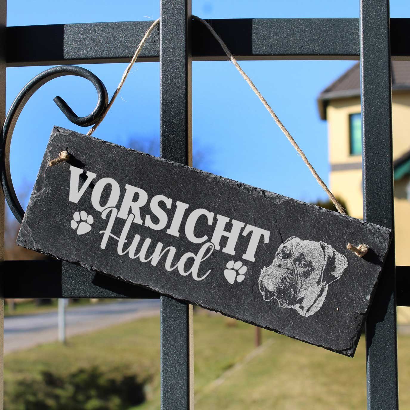 Dekolando Hängedekoration Vorsicht Hund Boxer 22x8cm Deutscher Schild
