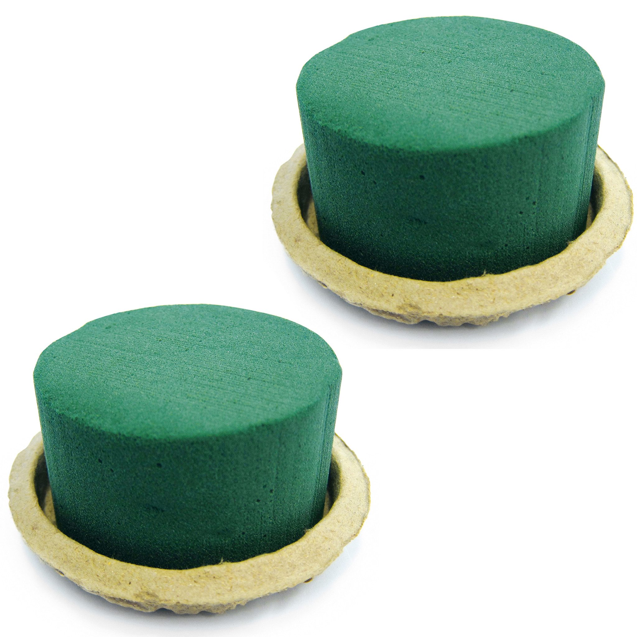Creativery Bastelmoos, Nass Steckschaum Rund 8x5cm mit Eco Unterlage Natur Braun 2er Set