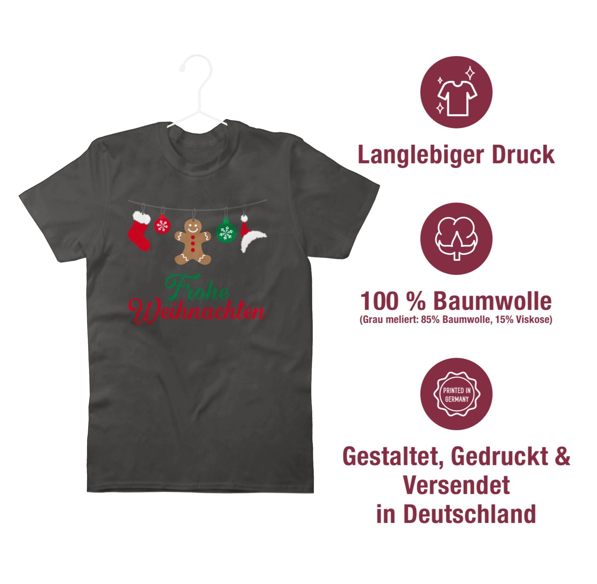 Kleidung Weihachten T-Shirt Weihnachten Frohe Dunkelgrau 3 Shirtracer