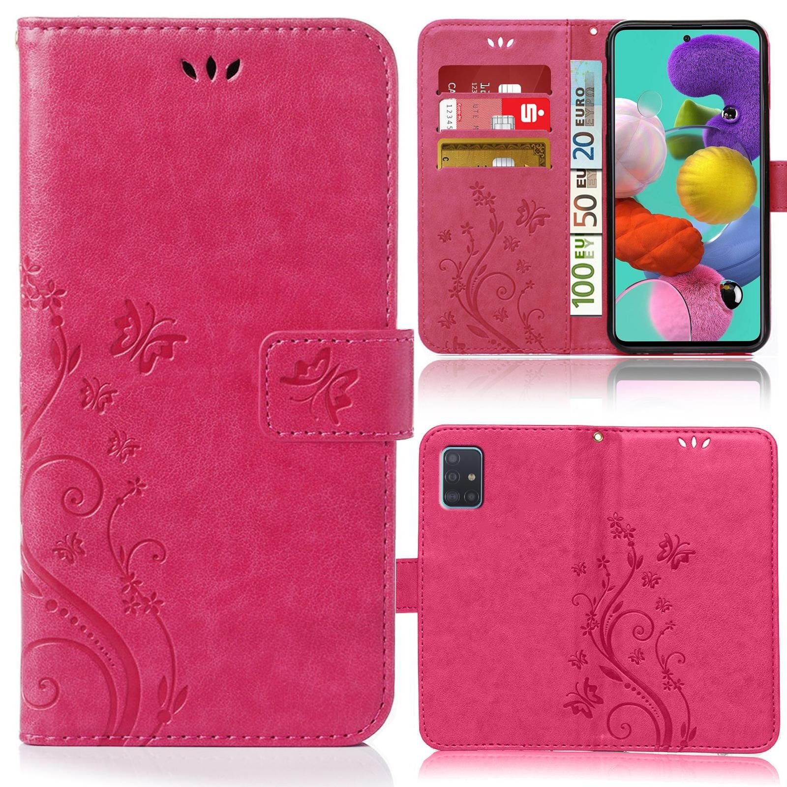Numerva Handyhülle Bookstyle Flower für Samsung Galaxy A71, Handy Tasche Schutzhülle Klapphülle Flip Cover mit Blumenmuster