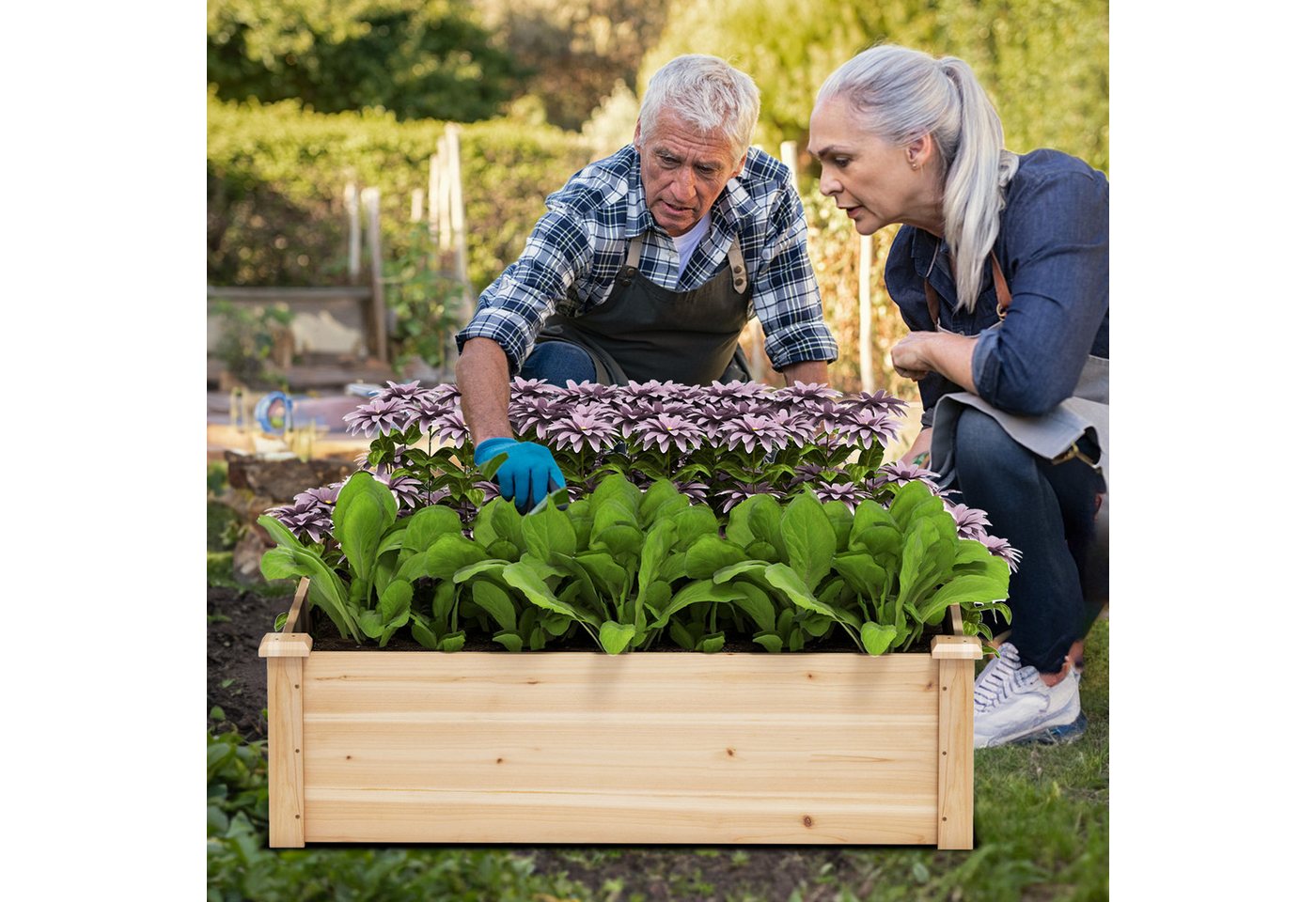 Thumbnail - COSTWAY Hochbeet (1 St), Blumenkasten, Pflanzkasten, mit offenem Boden, 102x102x30cm