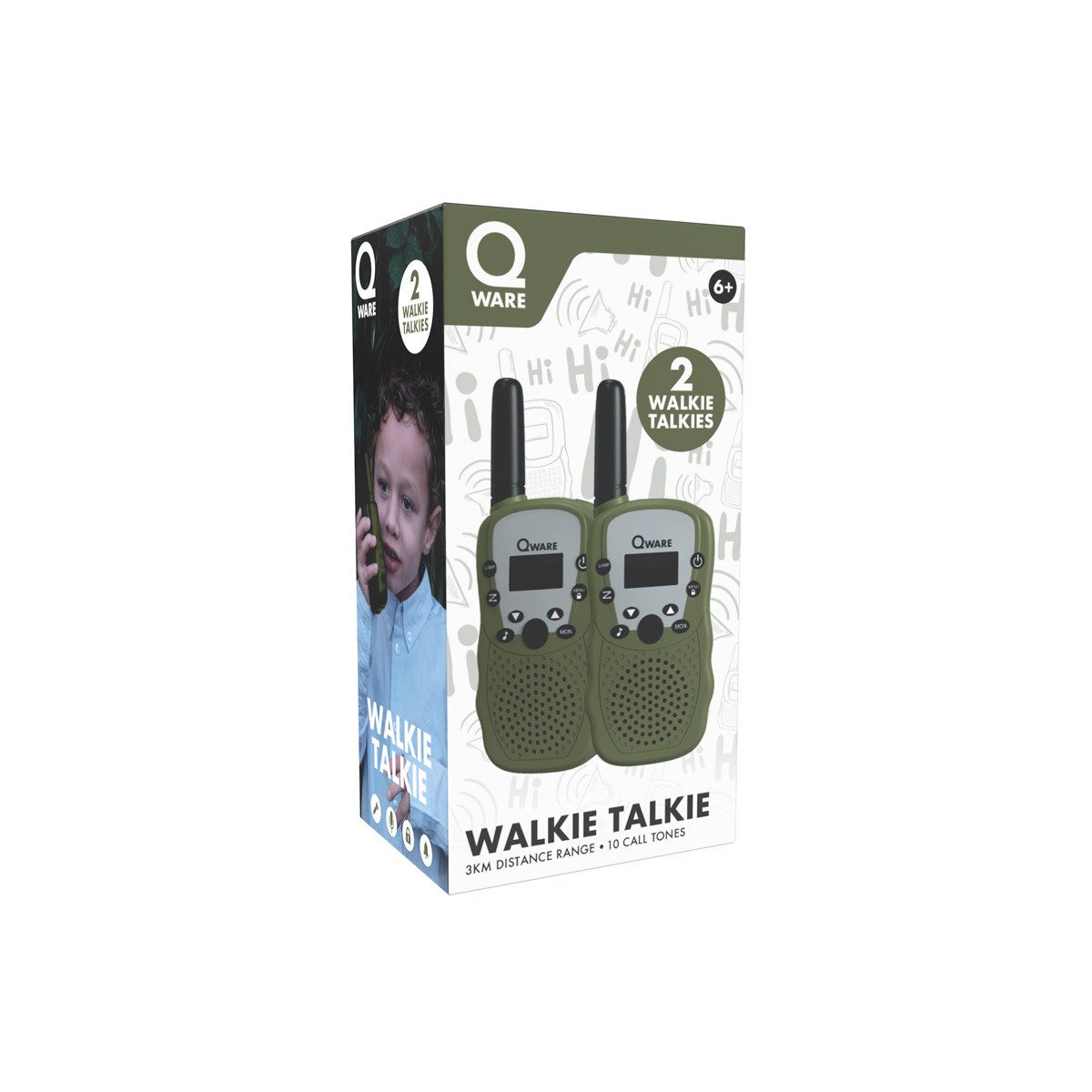 Qware Gaming Walkie Talkie Walkie-Talkie Set – 3 km Reichweite, 10 Kanäle & Taschenlampe Blau