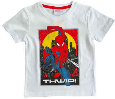 Spiderman Print-Shirt Spiderman Kinder T-Shirt weiß + rot 98 104 110 116 128