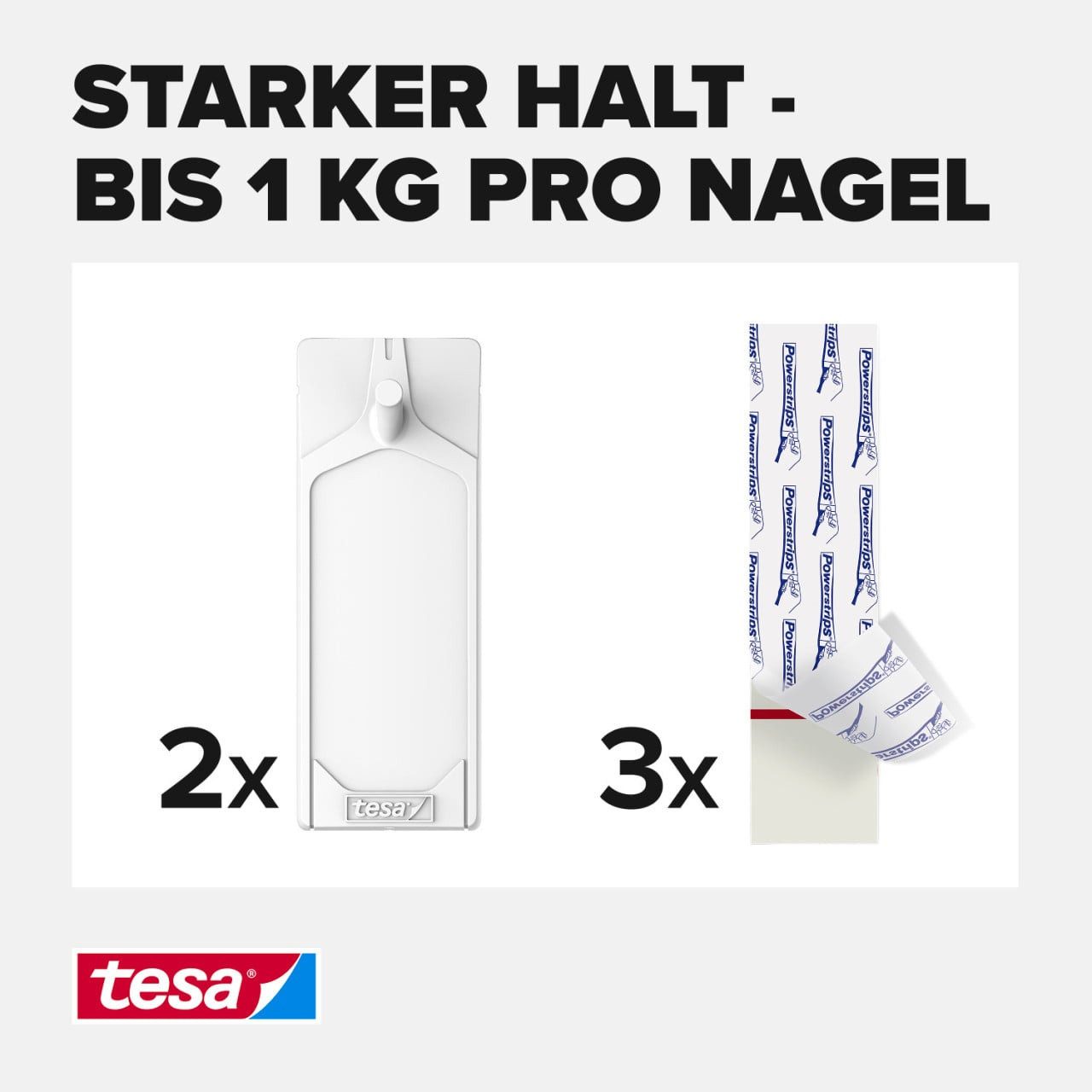 tesa Wandhaken tesa Klebenagel Traglast 1 kg, 2 Stück