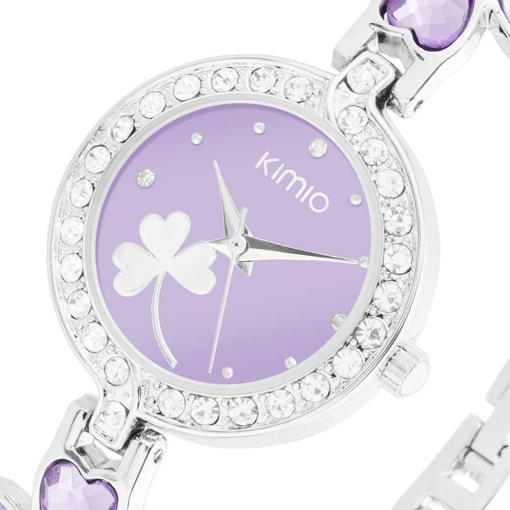 Taffstyle Quarzuhr Damen Armbanduhr mit Kristallen und Glücksbringer Kleeblatt, (Elegante Damen Uhr mit Kleeblatt Design und Metallarmband - Geschenkidee)
