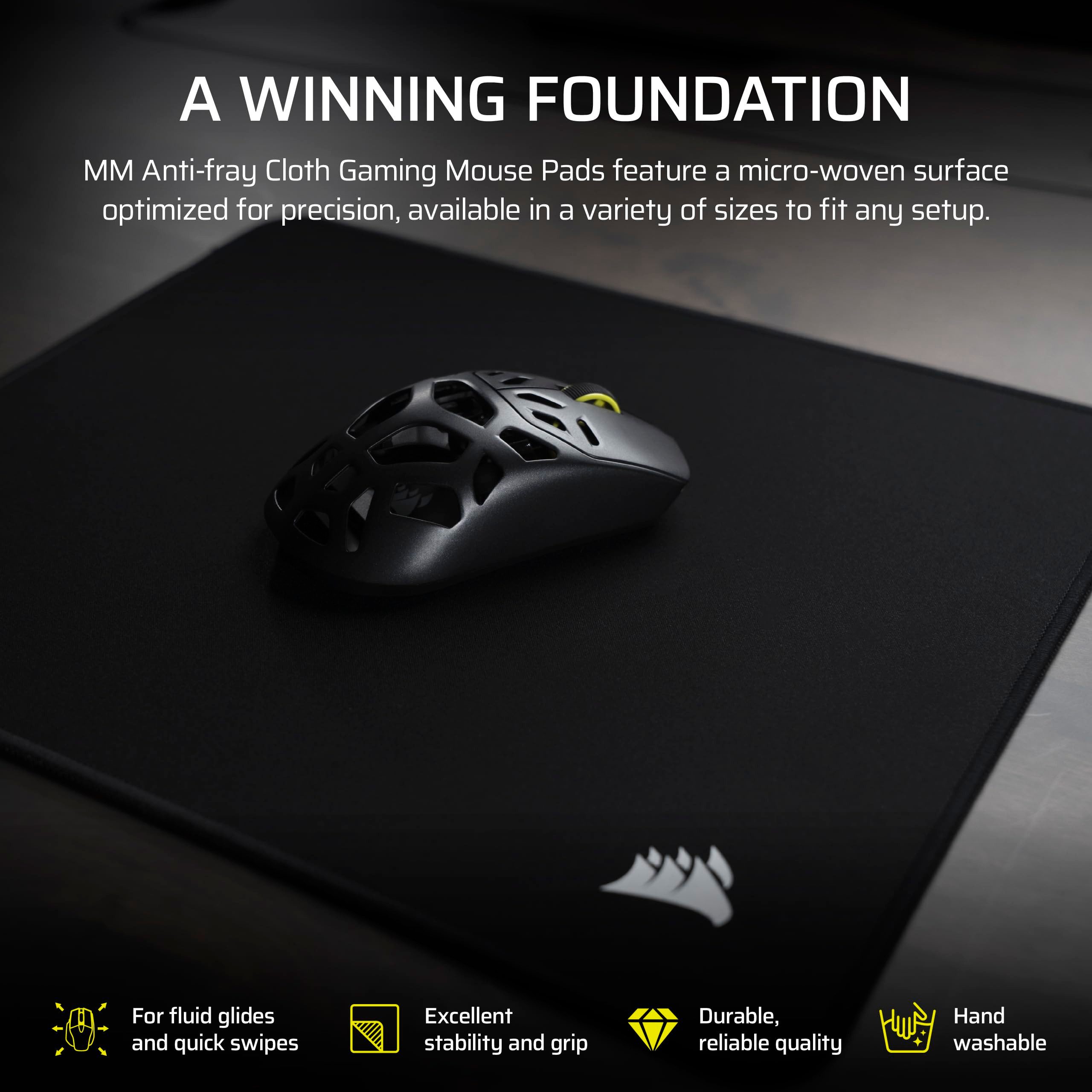 Corsair Mauspad CH-941D040-WW, Großes XL Gaming-Mauspad mit Anti-Rutsch-Basis