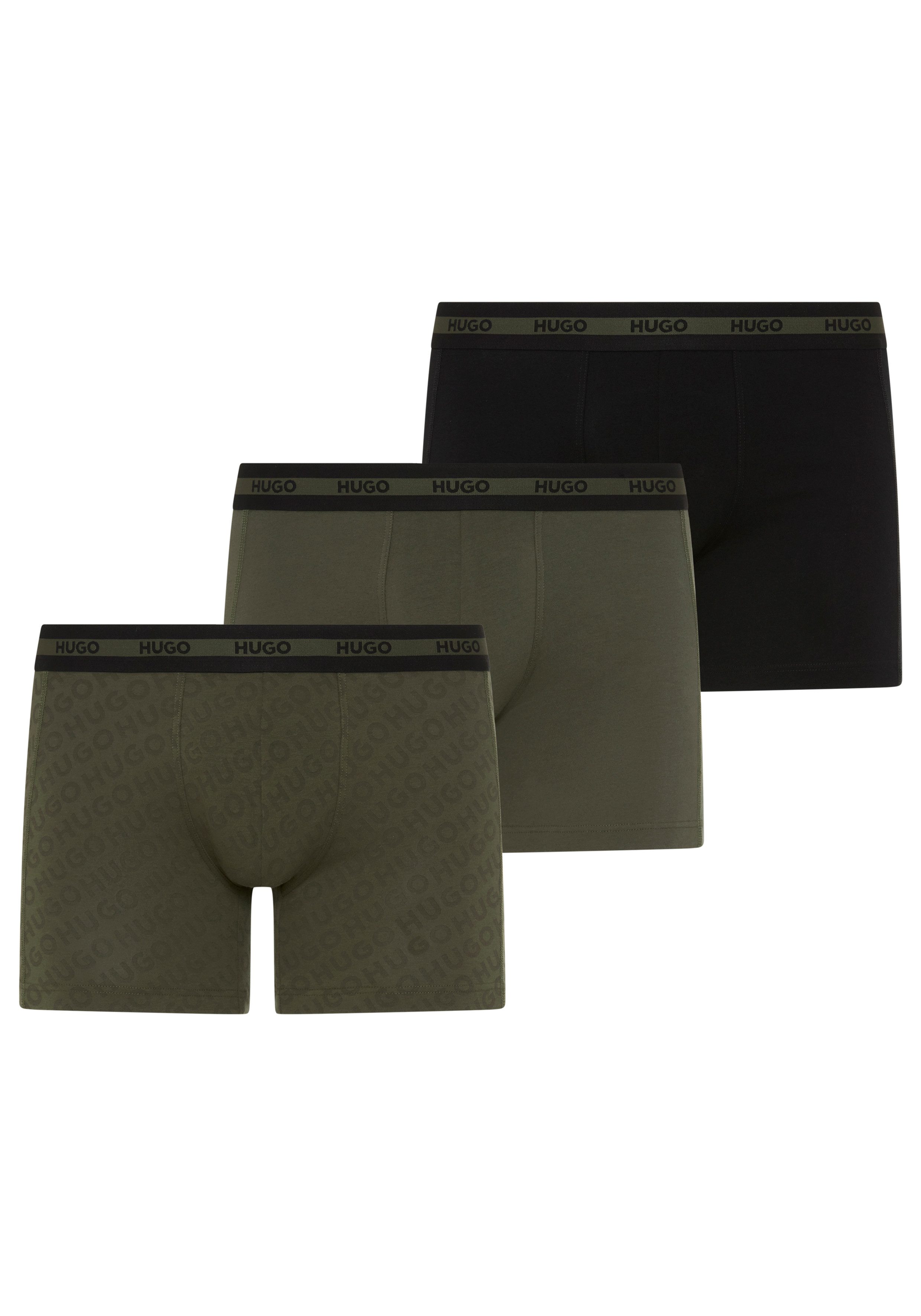 HUGO Boxershorts BOXER BR PLANET DES (3-St) elastischer Bund mit Logo, aus Stretch-Baumwolle, enganliegend