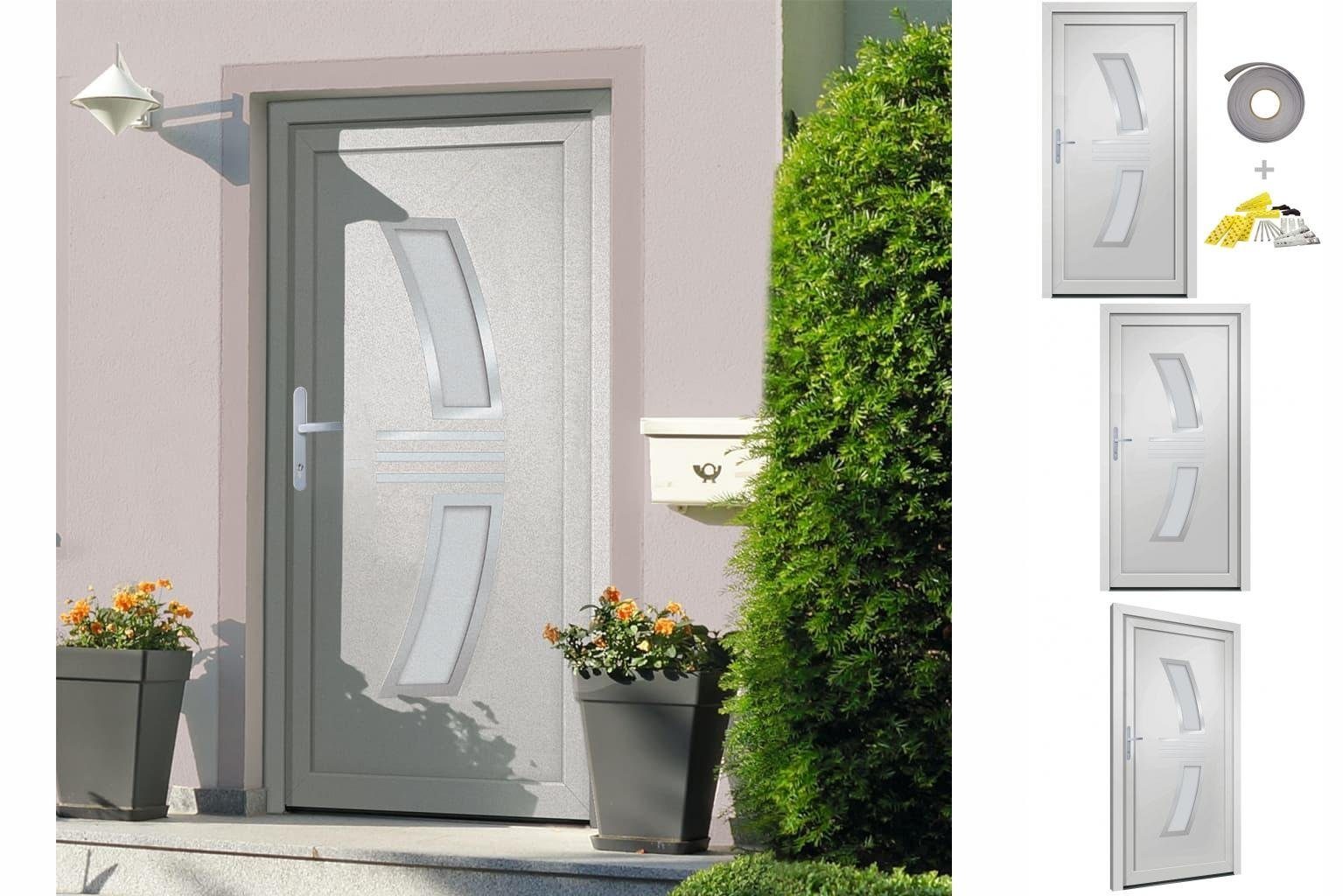 vidaXL Haustür Haustür Weiß 108x208 cm PVC Aluminium Haus Eingangstür Fronttür Glas-E