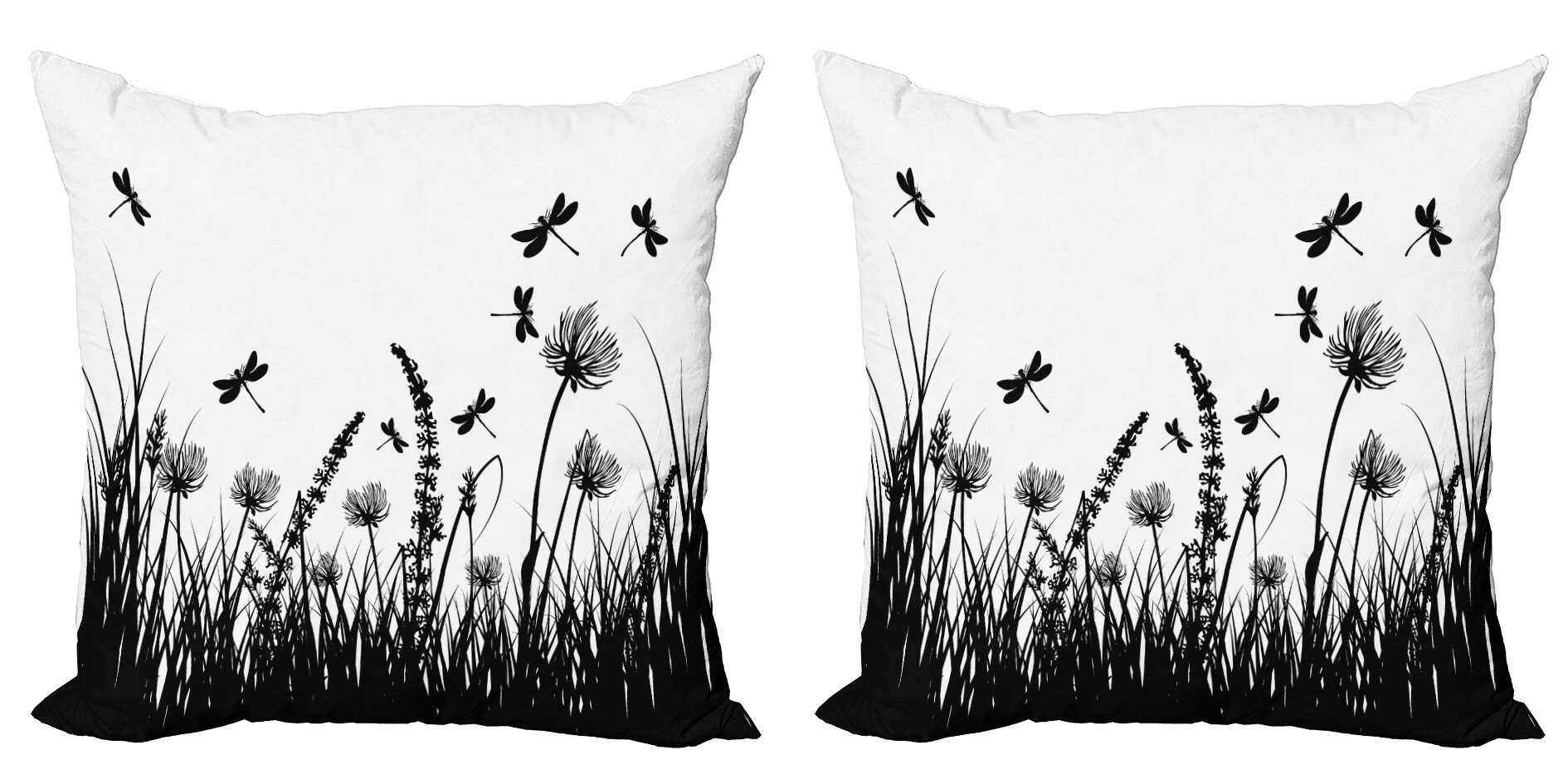 Doppelseitiger Abakuhaus Kissenbezüge Modern (2 Natur Accent Bush Stück), Grass Digitaldruck, Frühling Meadow