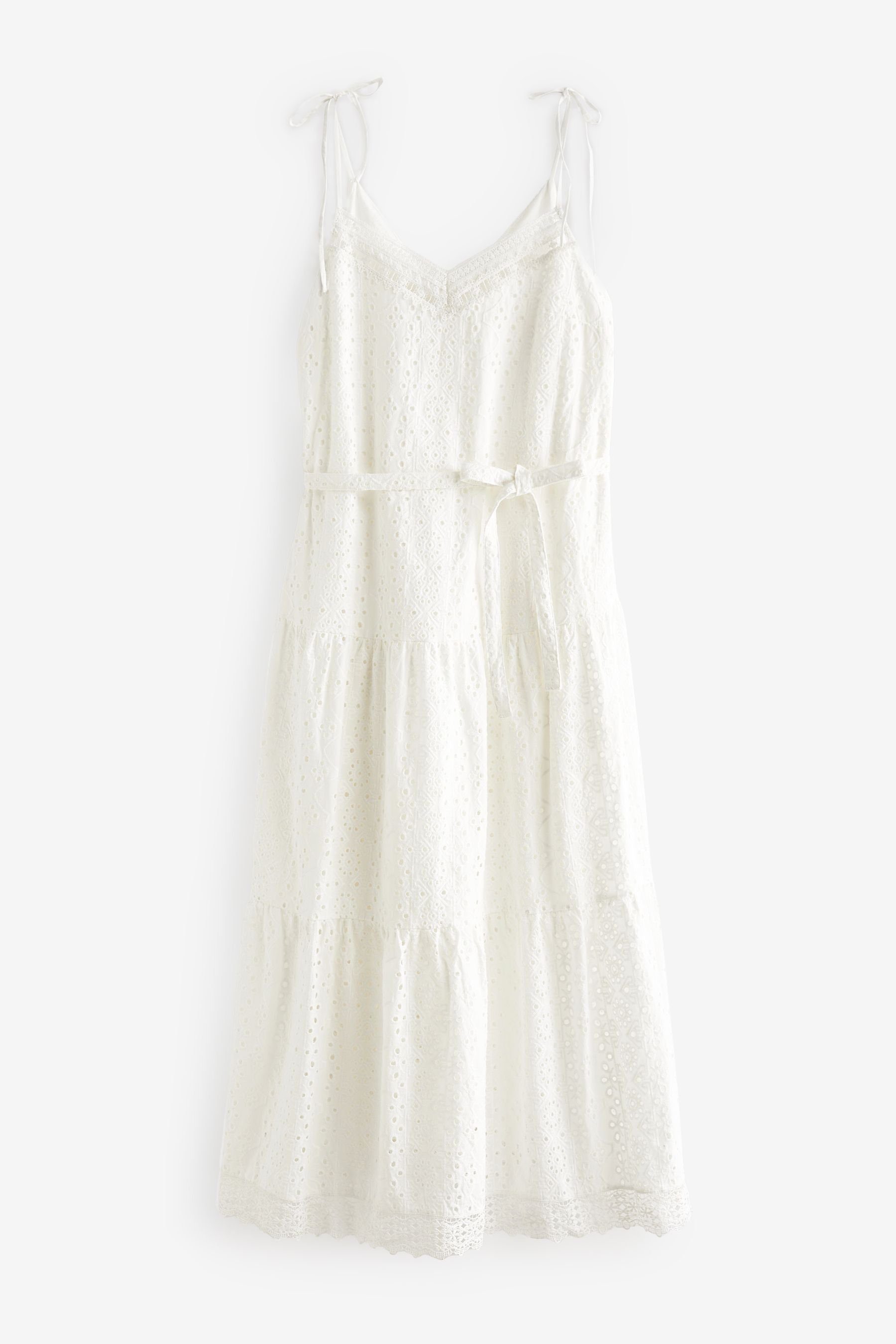 Next Midikleid Mittellanges Kleid mit Häkelspitzendetails (1-tlg) White
