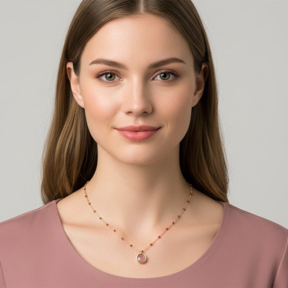 Sergio Engel Collier Beach Kette 01 farbig akzentuierte Anhängerkette mit Naturstein (Set, 2-tlg., inkl. Schmuckanhänger)