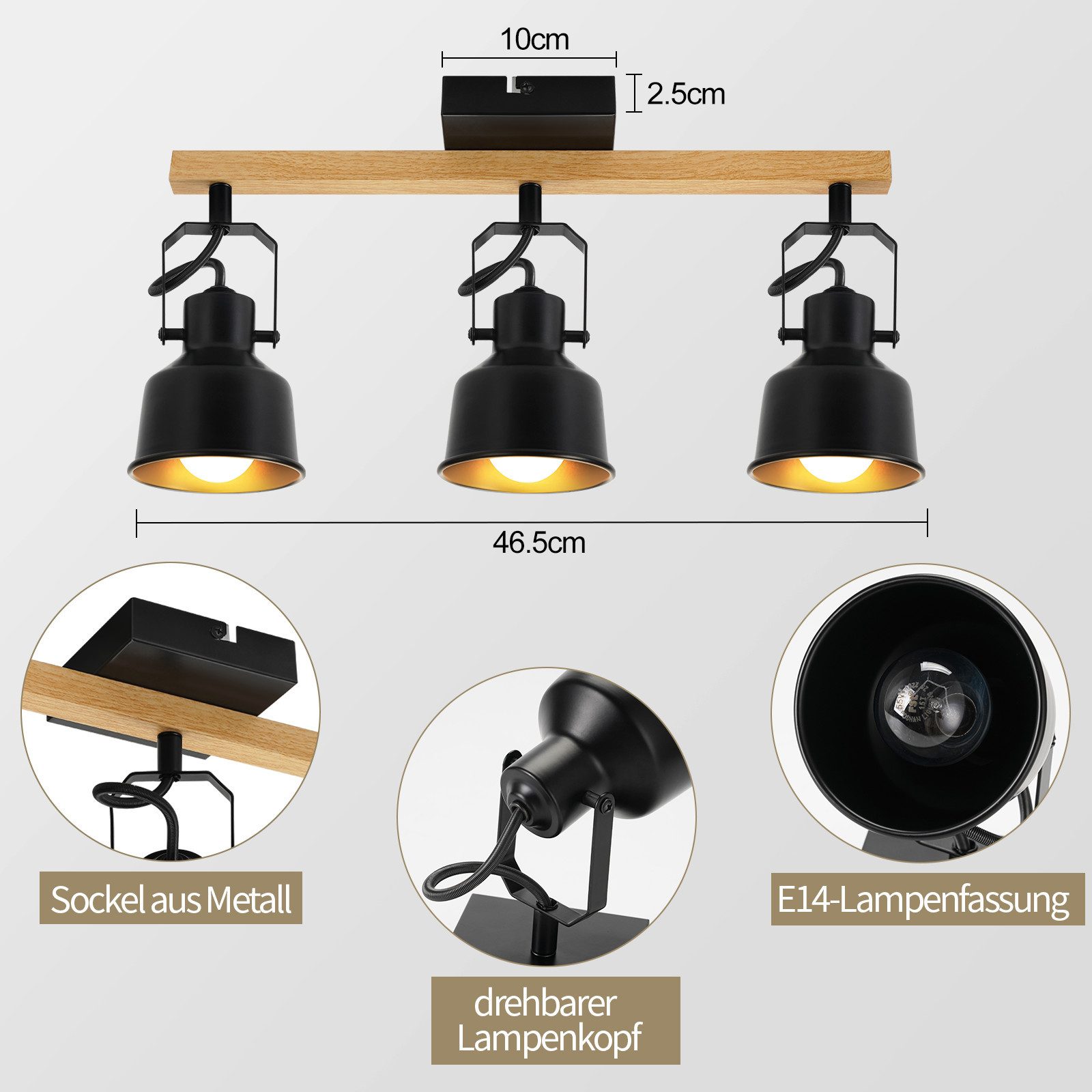 ZMH Deckenstrahler 2/3/4 Flammig 350° Schwenkbar günstig online kaufen