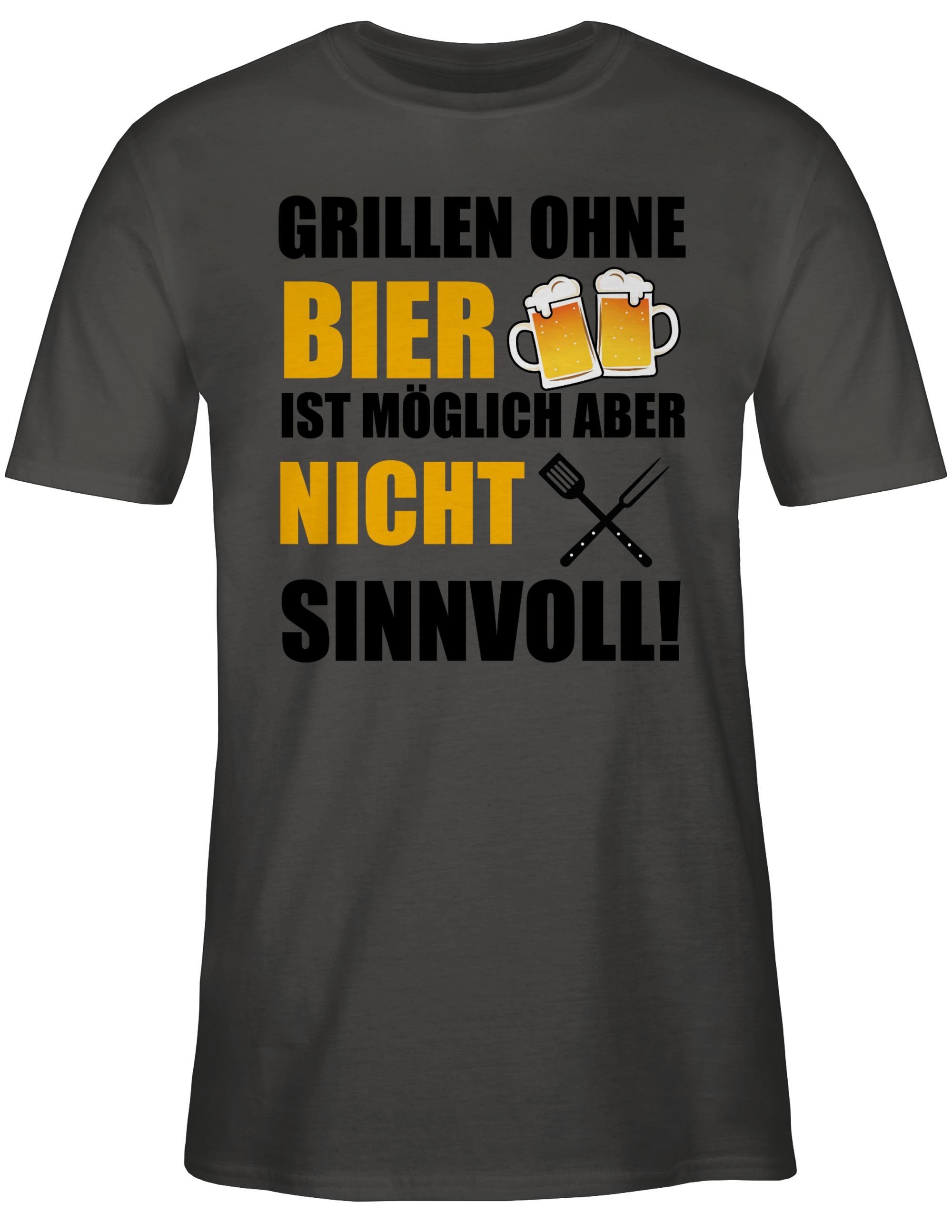 Geschenk Grillen Grillzubehör T-Shirt ohne Bier 01 sinnvoll nicht Grillen & Shirtracer ist Dunkelgrau