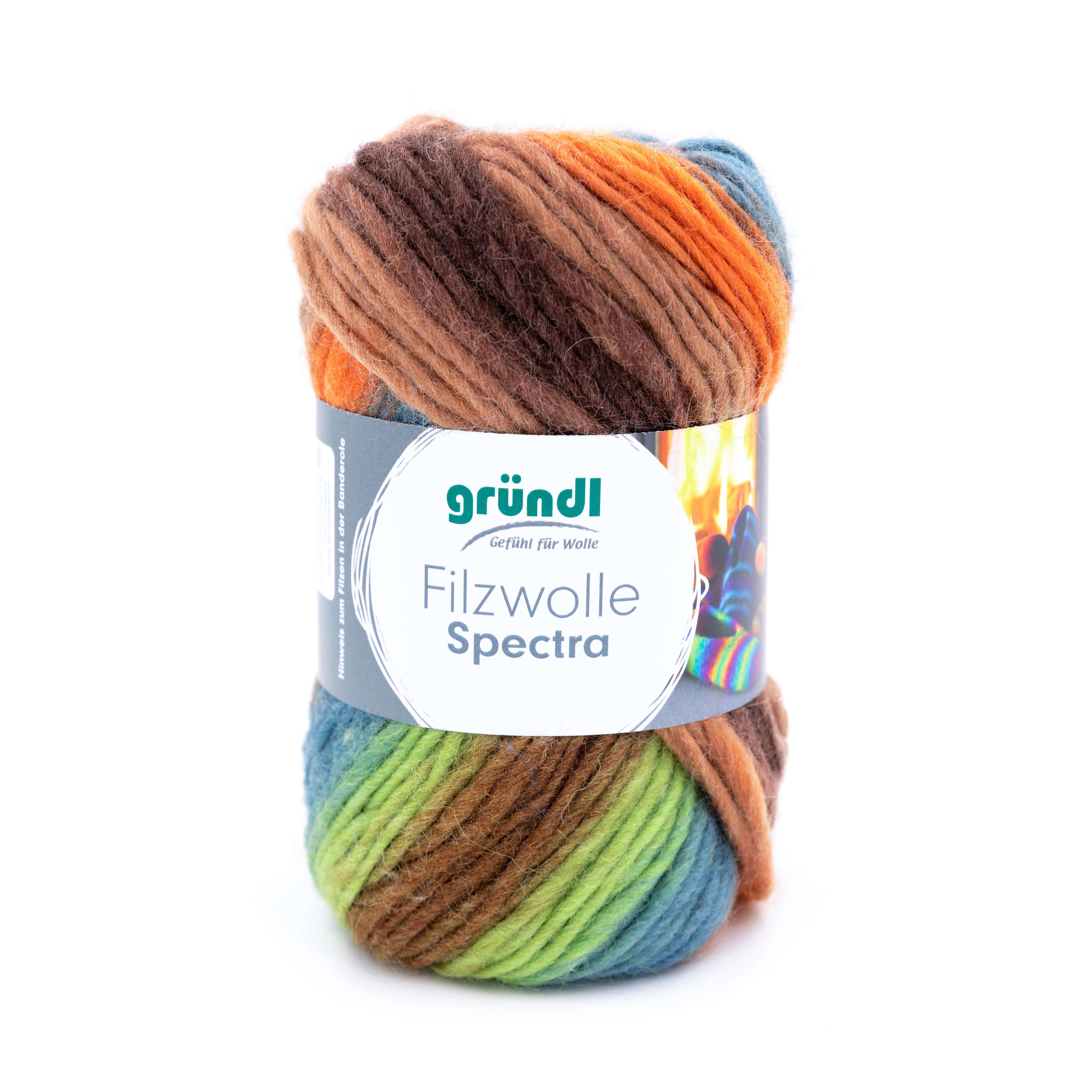 Gründl Wolle Spectra Filzwolle zum Stricken, Häkeln, Filzen, 100g Bastelgarn, 100,00 m (Wolle, reine Schurwolle), einfach zum Filzen in der Waschmaschine