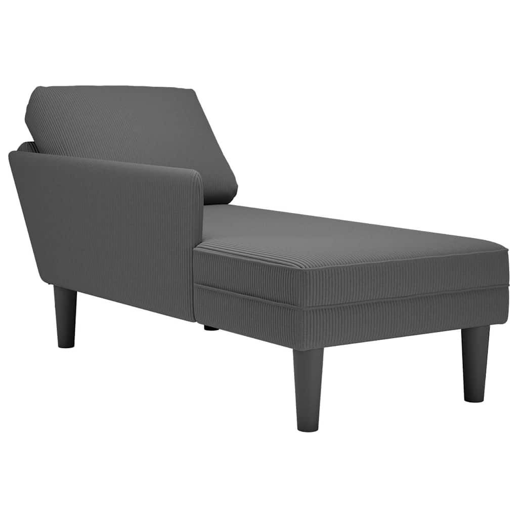vidaXL Chaiselongue, Chaiselongue mit Kissen Dunkelgrau Cordstoff