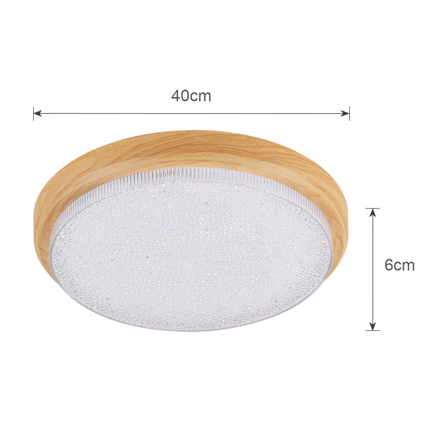 JDONG LED Deckenleuchte Flach Eckig/Rund/Holzolzoptik Deckenlampe, LED fest integriert, Tageslichtweiß, Modern Neutralweiß 4000K Lampe für Schlafzimmer Büro – Bild 5 von 5