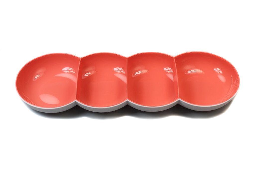 Tupperware Allegra Servierschale Servierquartett Perle Weiß/Silber + Snackbox - Mehrteiliges Servierset