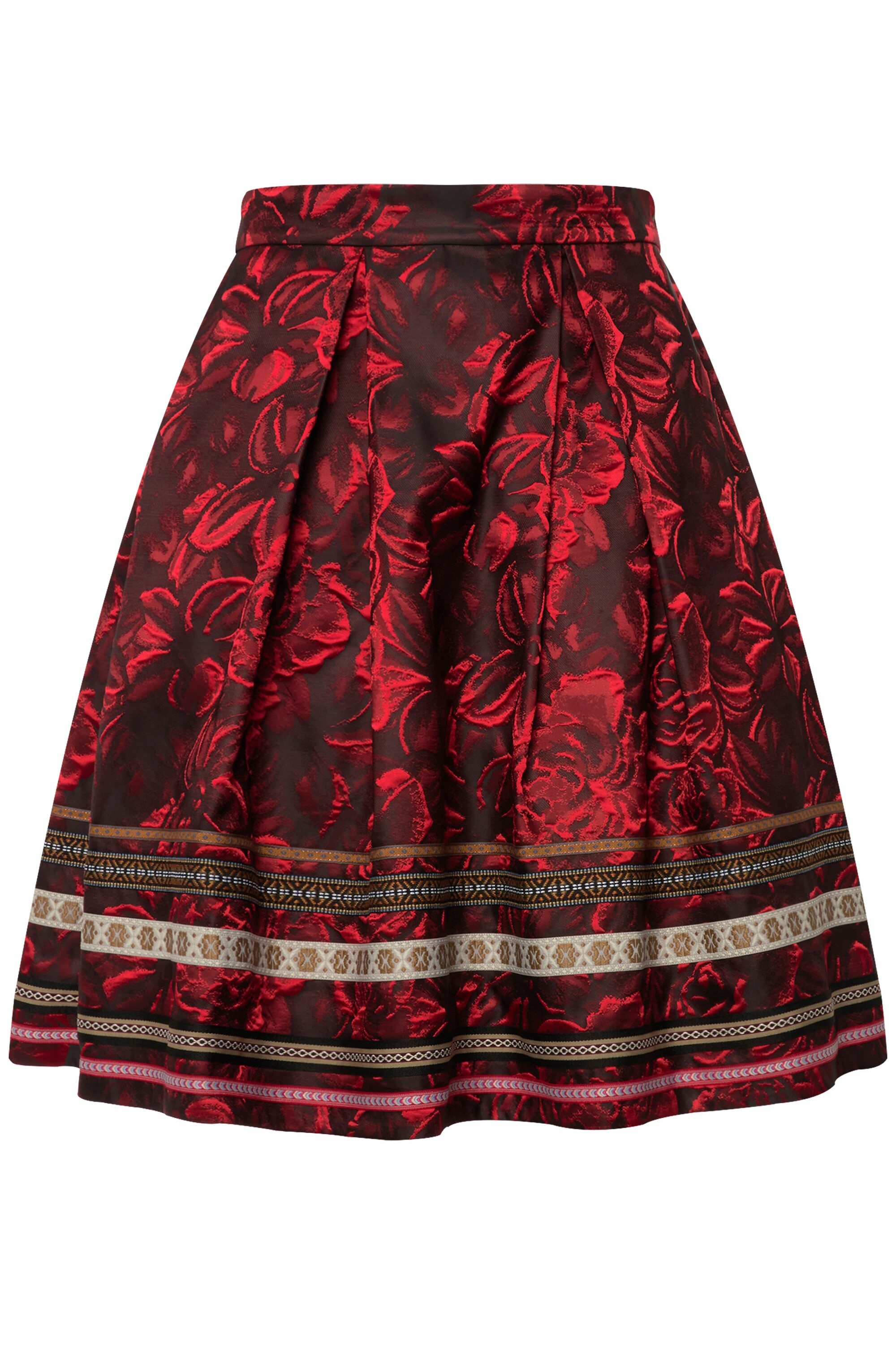 Ulla Popken Jerseyrock Rock A-Linie Jacquard-Blütenmuster Zierbänder günstig online kaufen