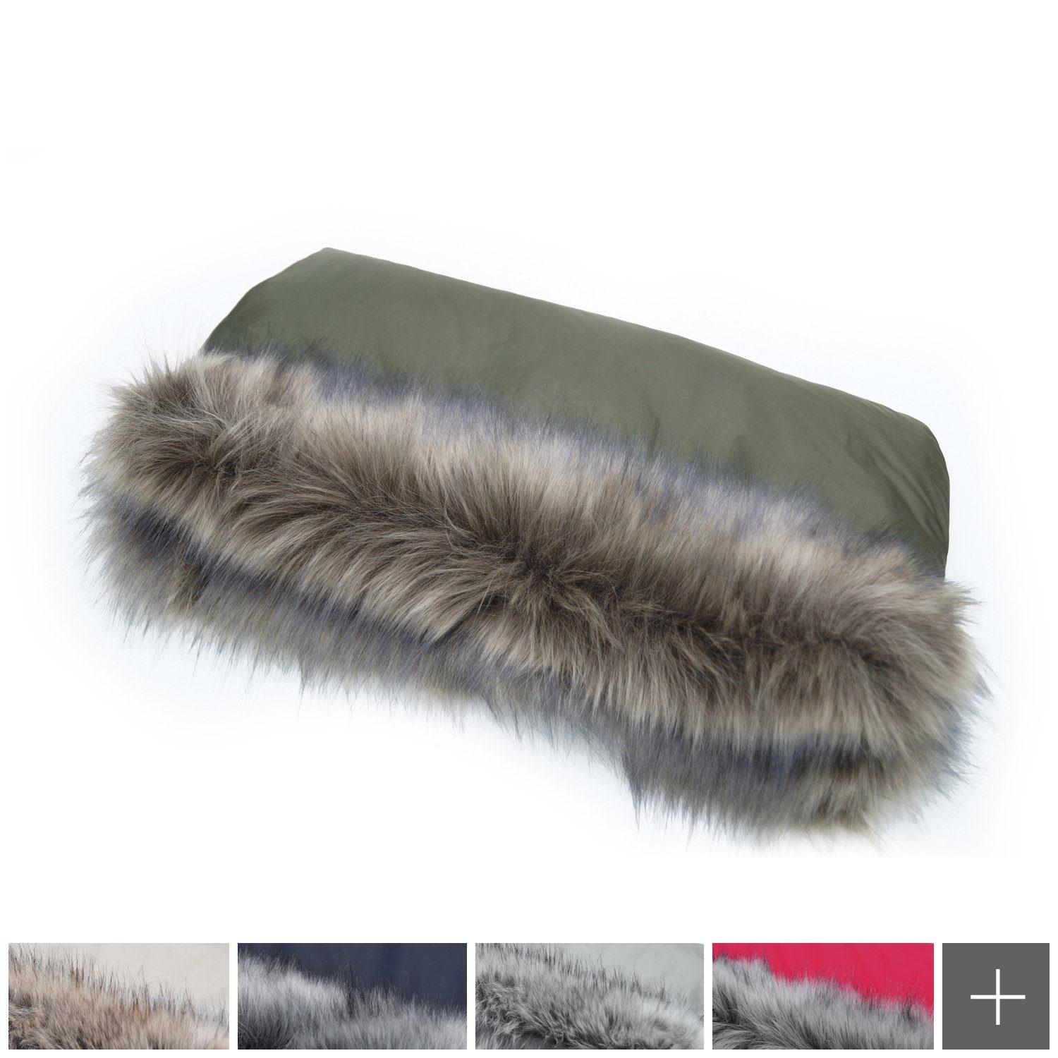 Baby-Joy Kinderwagen-Handwärmer Hochwertiger Muff mit Kunstfell und Reißverschluss, kuschelweich, außen wind- und wasserabweisend