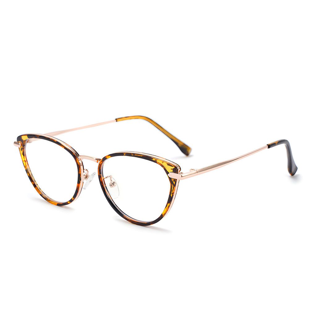 PACIEA Brille Ohne Sehstärke Damen Cat Eye Anti Blaulicht Metall Computerbrille