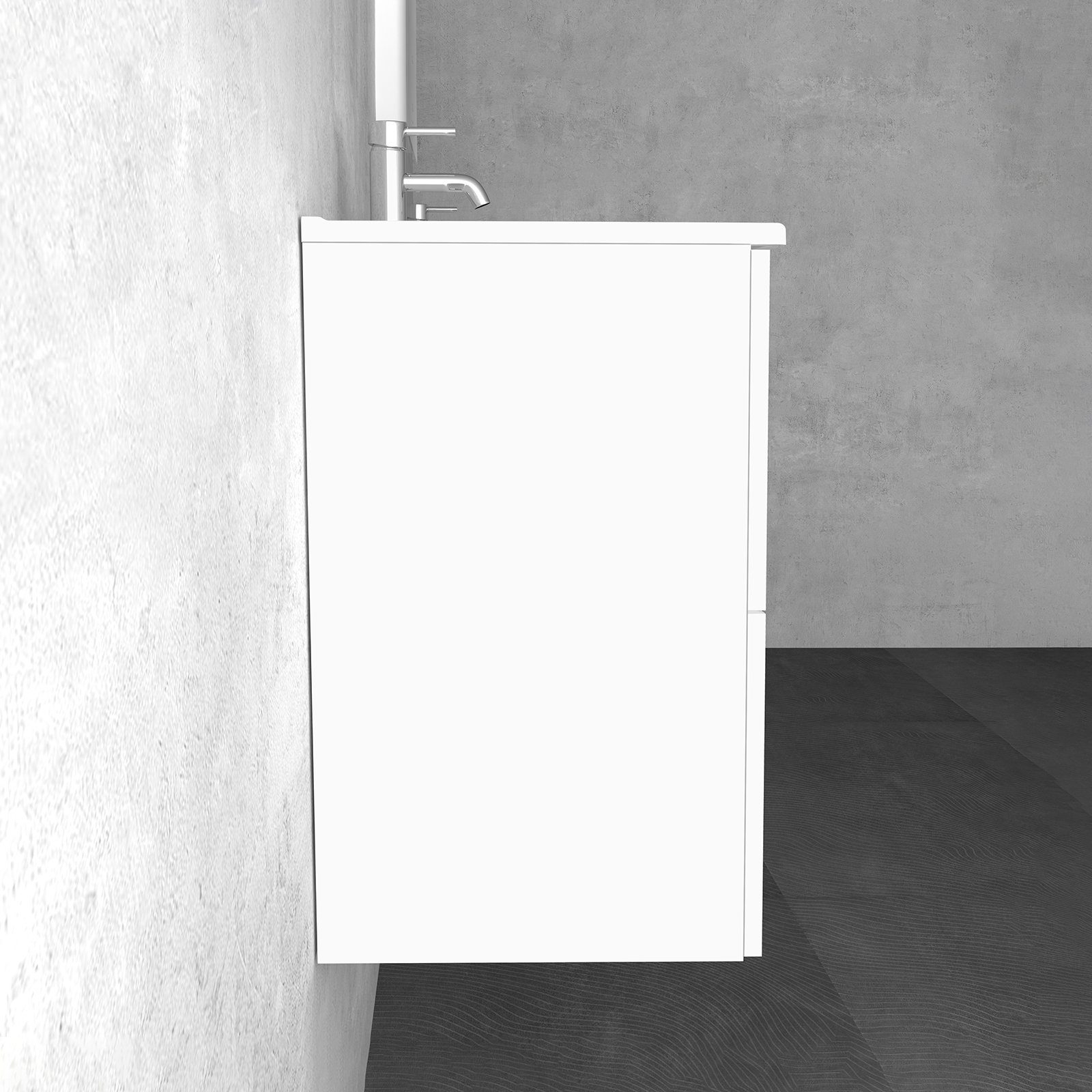 Unterschränke mit & Vormontiert Schubladen), Vitra Set (3-tlg. Softclose Set Set, Badspiegel Bade mit 3-St., - Badezimmermöbel LED mit Badezimmer Badmöbel-Set fürs Waschbeckenunterschrank Waschbecken beleuchteter Weiss Bad, Wandspiegel -