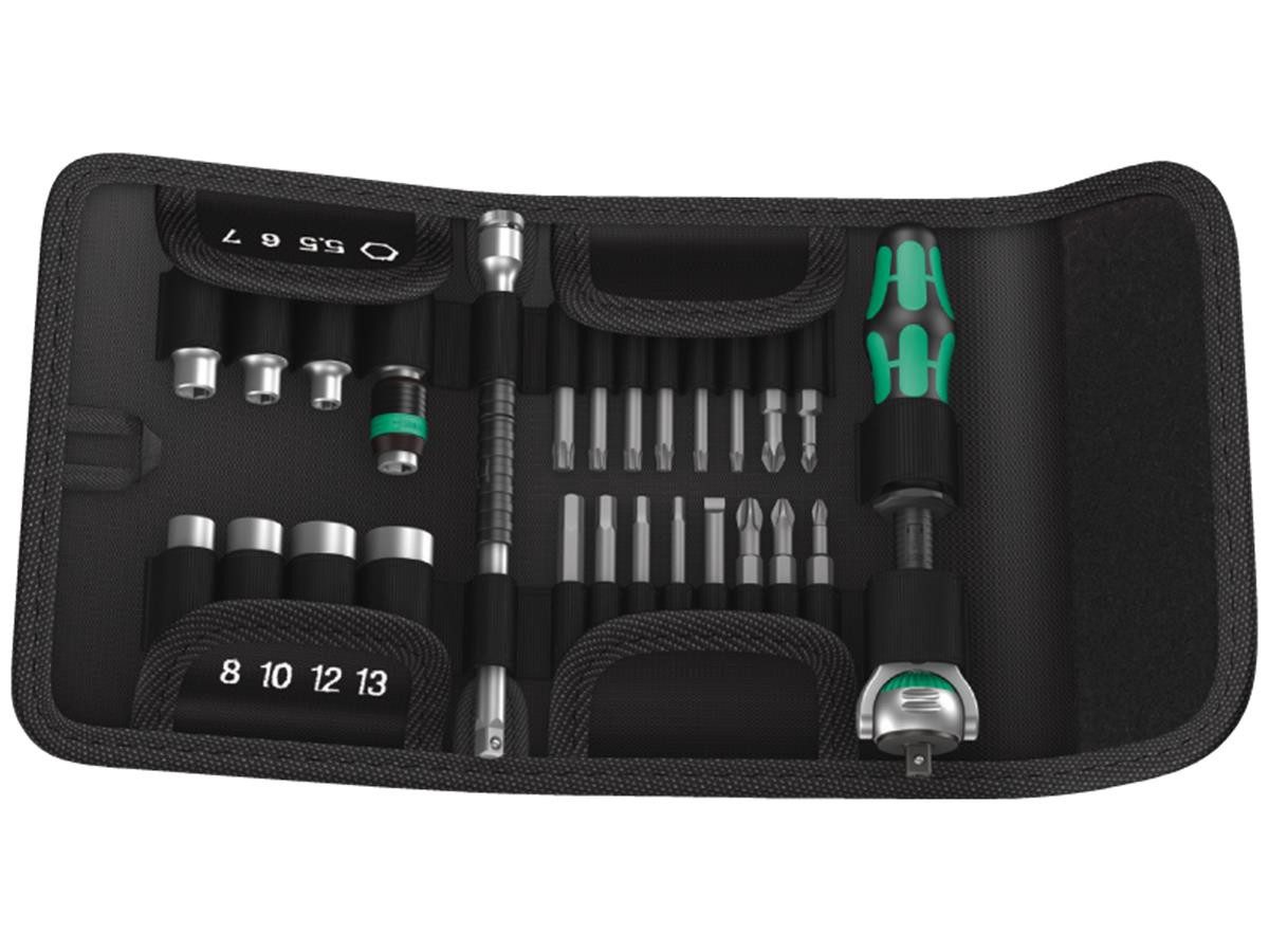 Wera Schraubendreher Kraftform Kompakt Zyklop Speed, 1/4"-Antrieb, (Set), 26-teilig, Feinverzahnung für geringen Rückholwinke, inkl. Falttasche