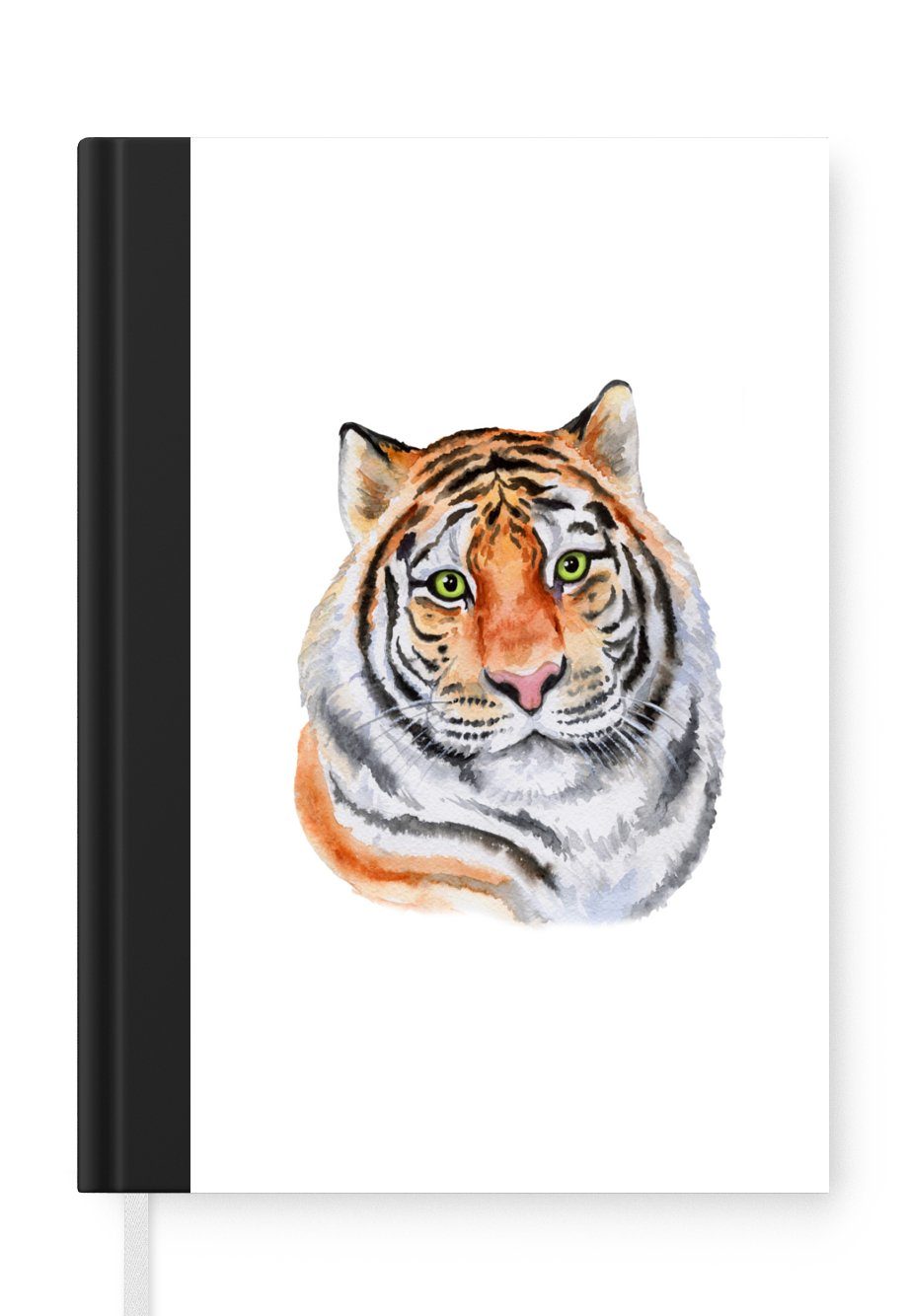 MuchoWow Notizbuch Tiger - Kopf - Grün, Journal, Merkzettel, Tagebuch, Notizheft, A5, 98 Seiten, Haushaltsbuch