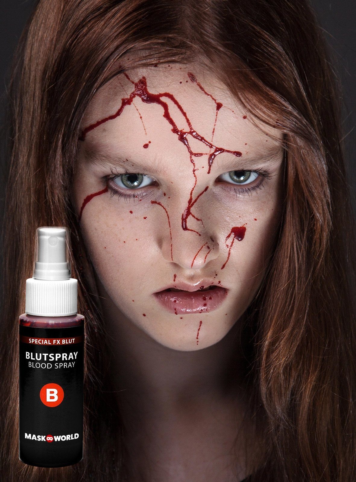 Maskworld Theaterschminke Make up Blutspray - Horror Halloween Schminke, Künstliches Blut zum Sprühen für Halloween, Theater und Film