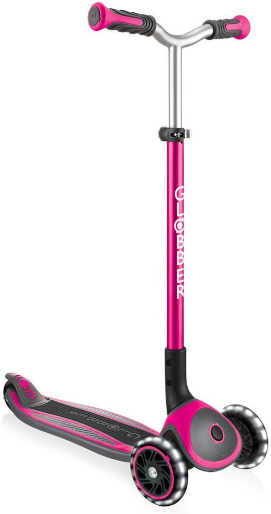 authentic sports & toys Globber Dreiradscooter MASTER LIGHTS, mit Leuchtrollen pink