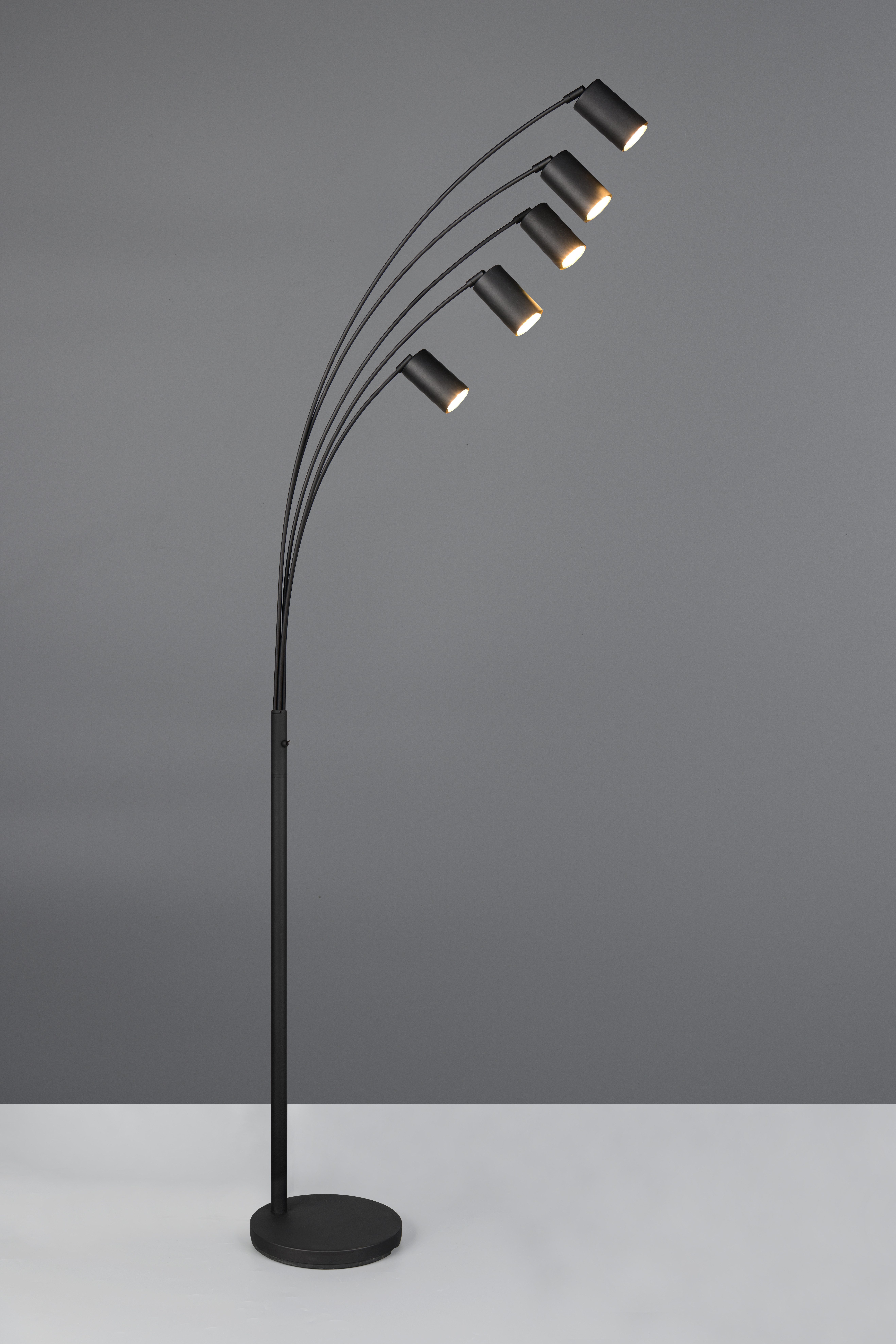 TRIO Leuchten Stehlampe MARLEY, 5-flammige Bogenleuchte, exkl 5x GU10 max 10W, Kippschalter, Ein-/Ausschalter, Leuchtmittel wechselbar, warmweiß - kaltweiß, Höhe 200 cm, Leuchtenarme flexibel verstellbar Leseleuchte Stehleuchte