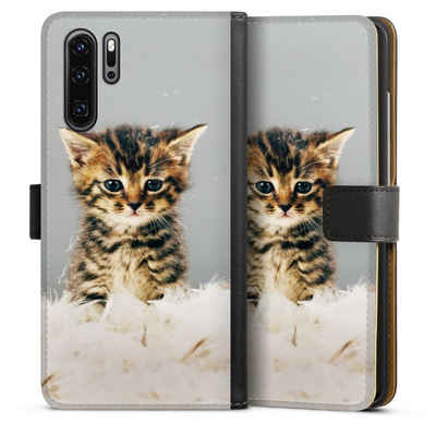 DeinDesign Handyhülle Katze Haustier Feder Kitty, Huawei P30 Pro New Edition Hülle Handy Flip Case Wallet Cover
