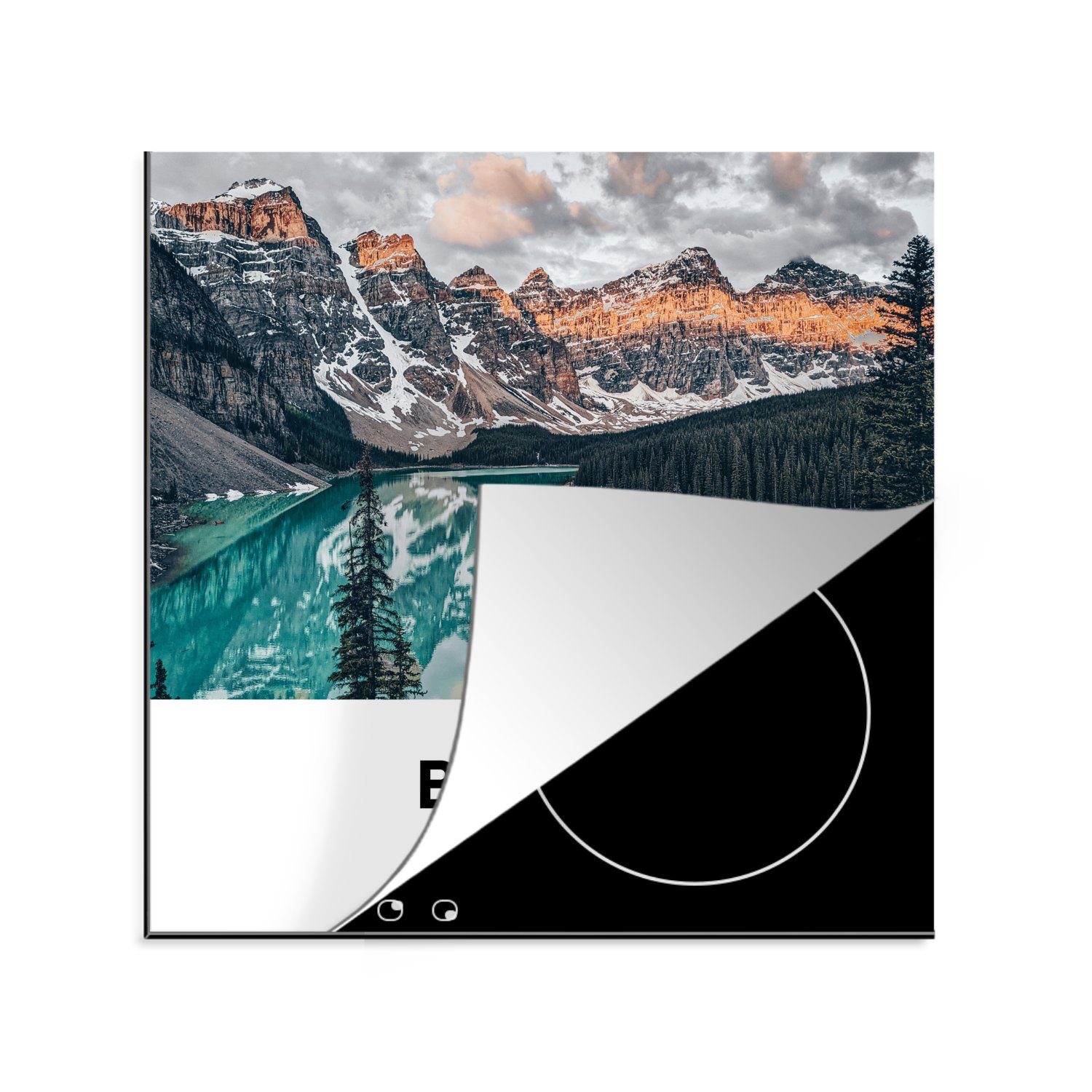Berge, Kanada Herdblende-/Abdeckplatte Natur Ceranfeldabdeckung, (1 Arbeitsplatte für küche cm, 78x78 - Vinyl, tlg), MuchoWow -