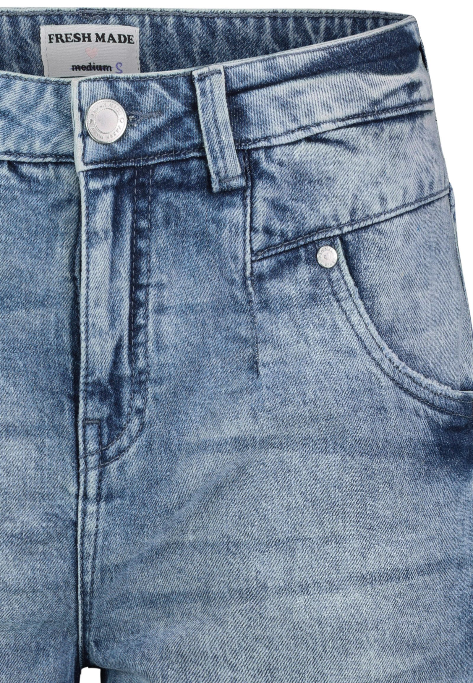 Fresh Made Jeansbermudas Damen Denim Shorts mit Teilungsnähten Stretchjeans, 5-Pocket-Form