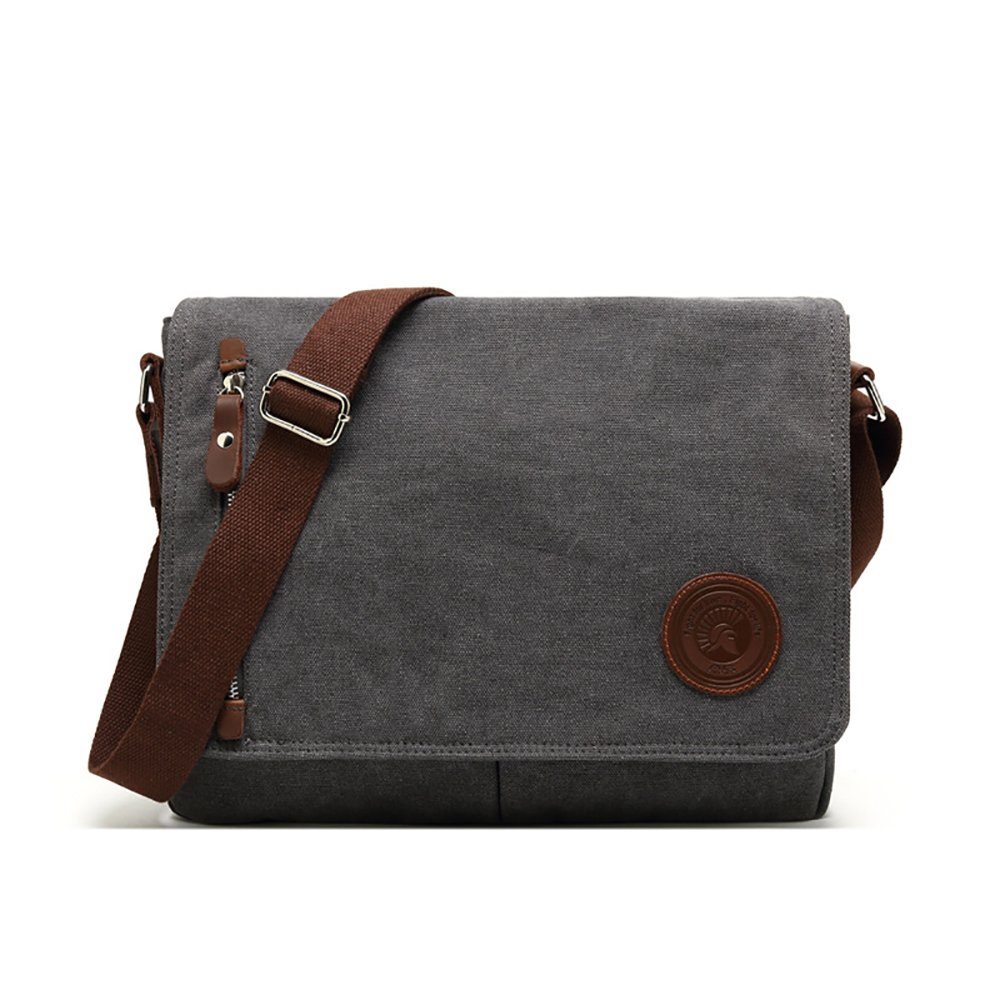 SCOBAG Messenger Bag (1-tlg), aus Segeltuch Grau Herren Tasche Student Tasche Segeltuch diagonal Kreuz Vintagem Umhängetasche