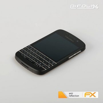atFoliX Schutzfolie für Blackberry Q10, (3 Folien), Entspiegelnd und stoßdämpfend