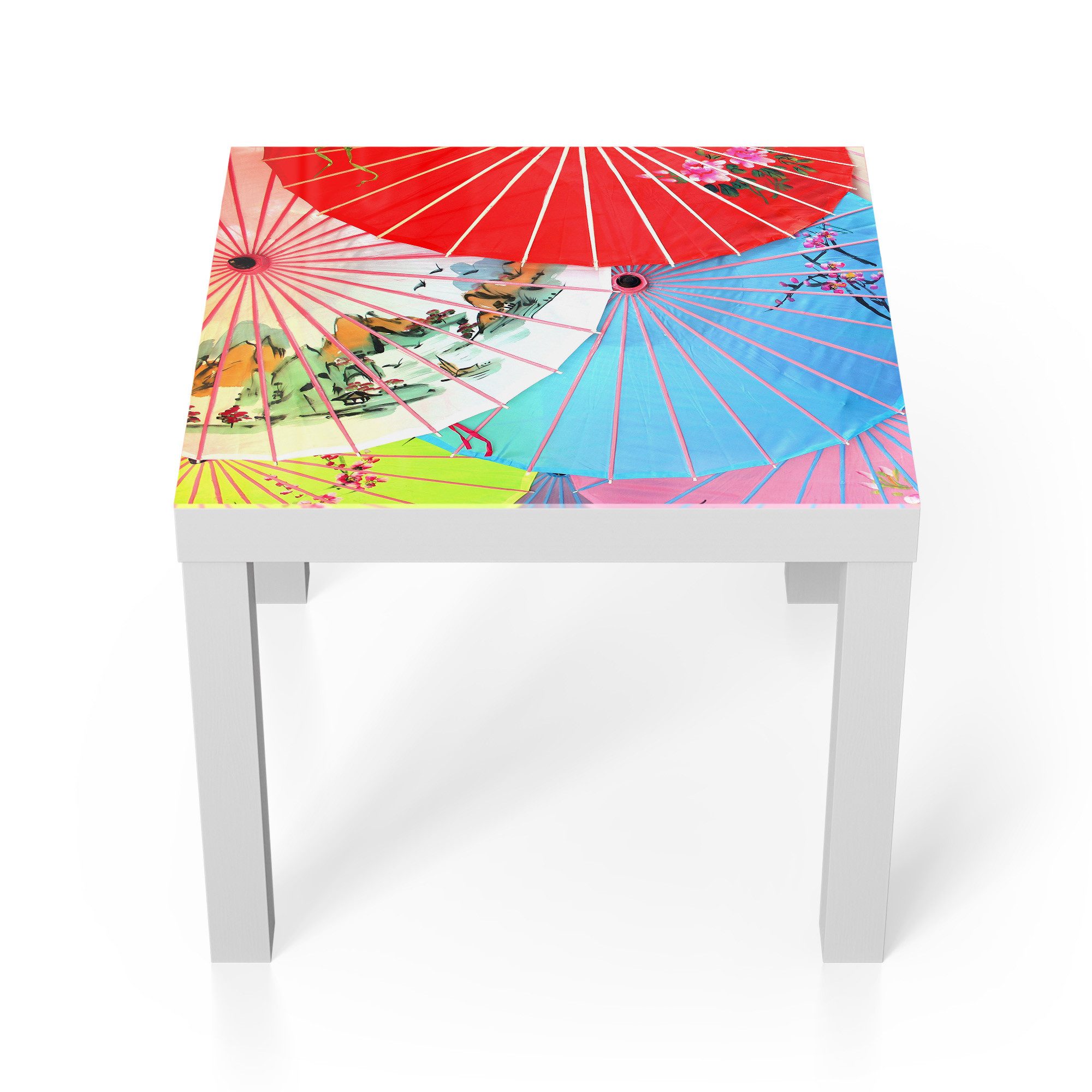DEQORI Couchtisch 'Bunte Schirmvielfalt', Glas Beistelltisch Glastisch modern