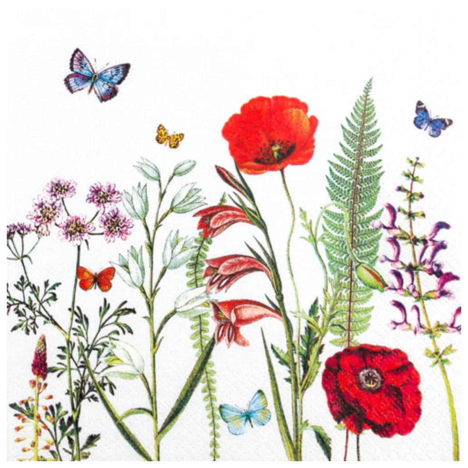 HOME FASHION Papierserviette, 3-lagig, Mehrfarbig, Blumenwiese, H: cm