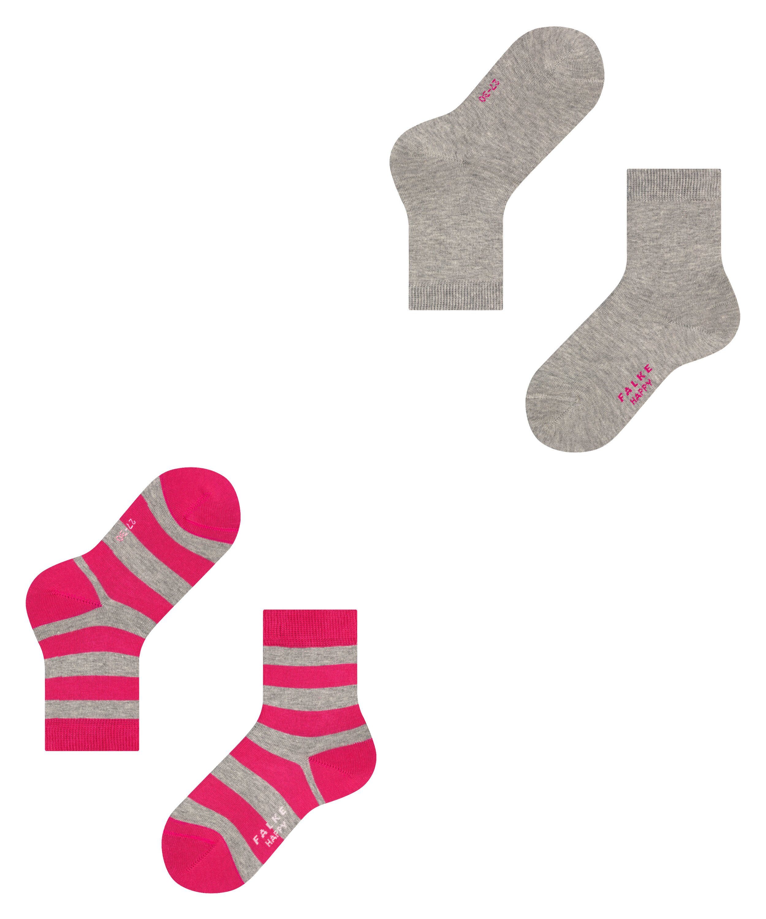 Stripe (3400) light Socken 2-Pack Happy (2-Paar) grey FALKE
