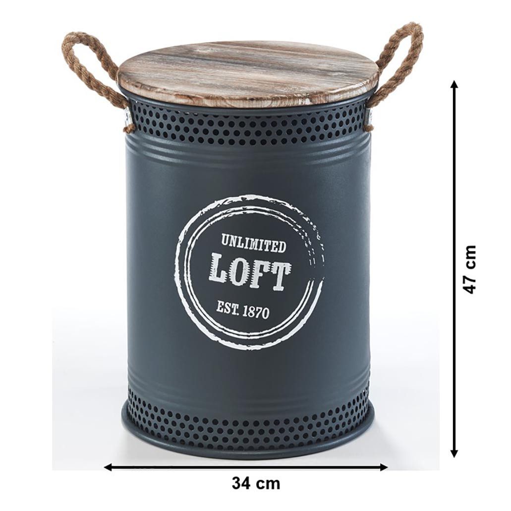 Kobolo Wäschekorb Aufbewahrungskorb LOFT ANTHRAZI aus Metall und Holz (Stüc günstig online kaufen