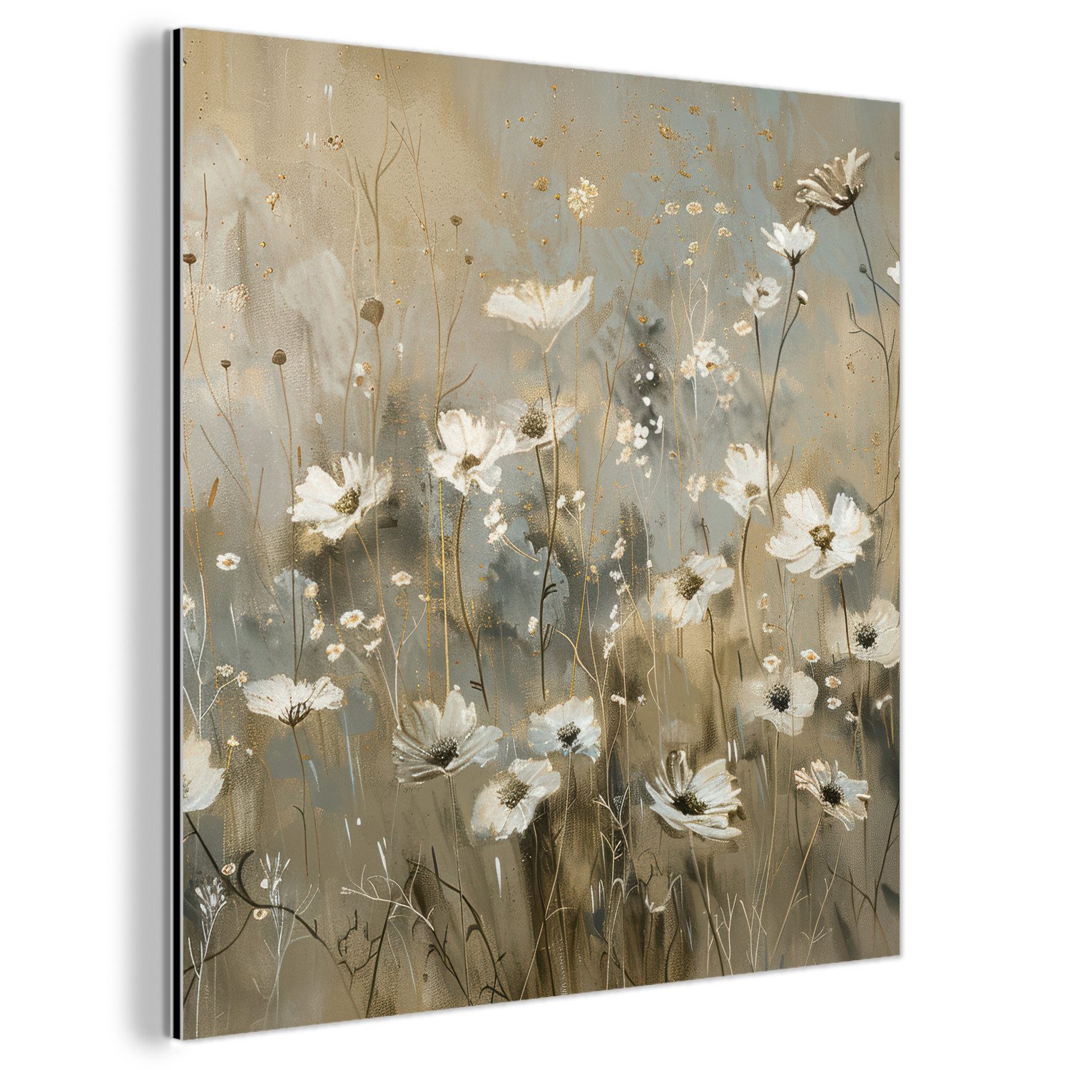 MuchoWow Metallbild Blumen - Weiß - günstig online kaufen